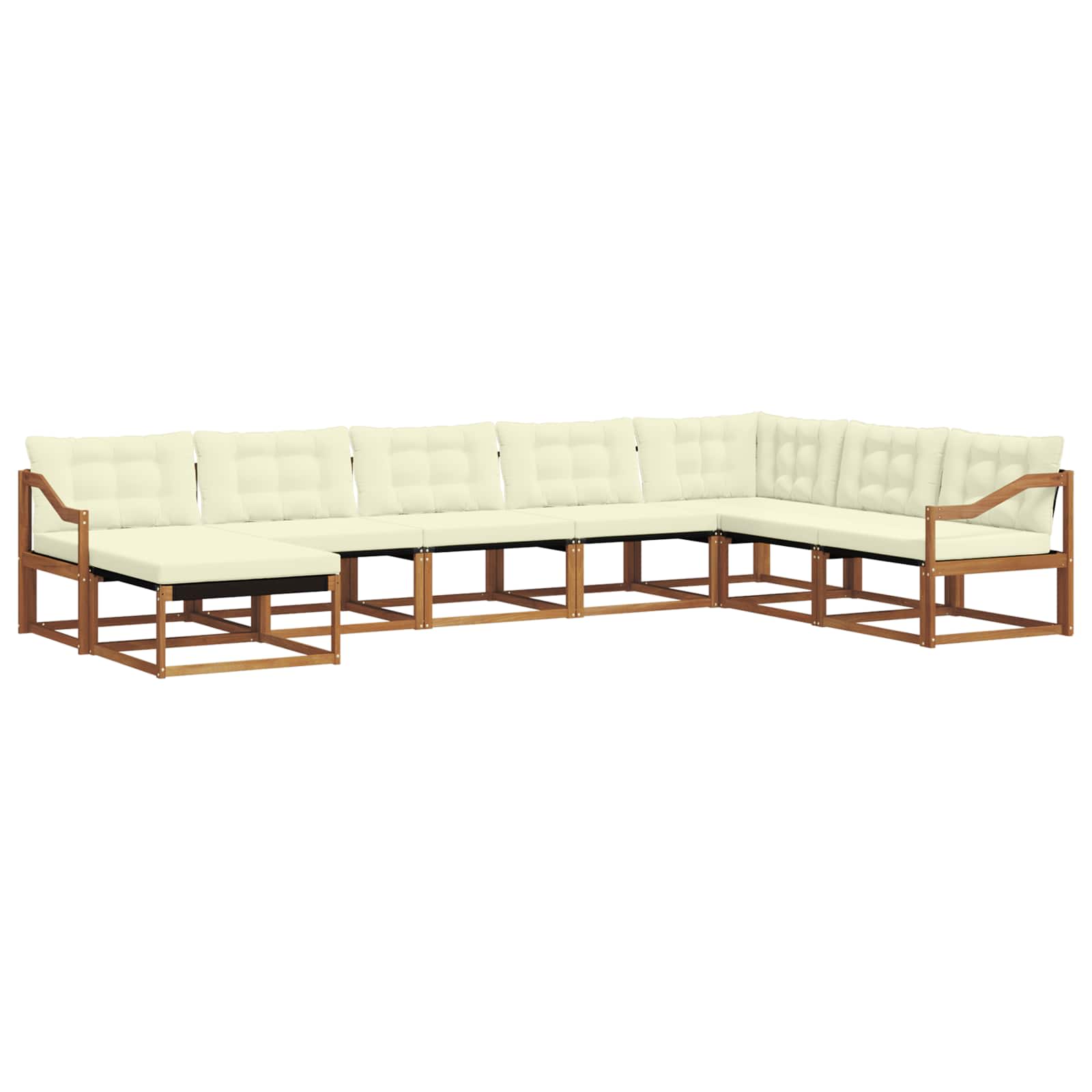 Outdoor-Sofagarnitur 8 stk. Natur und Creme Massivholz Akazie