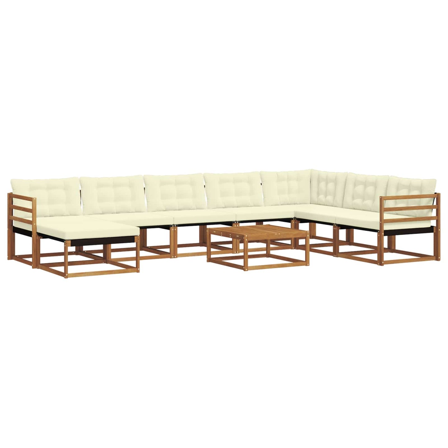 Outdoor-Sofagarnitur 9 pcs Natur und Creme Massivholz Akazie