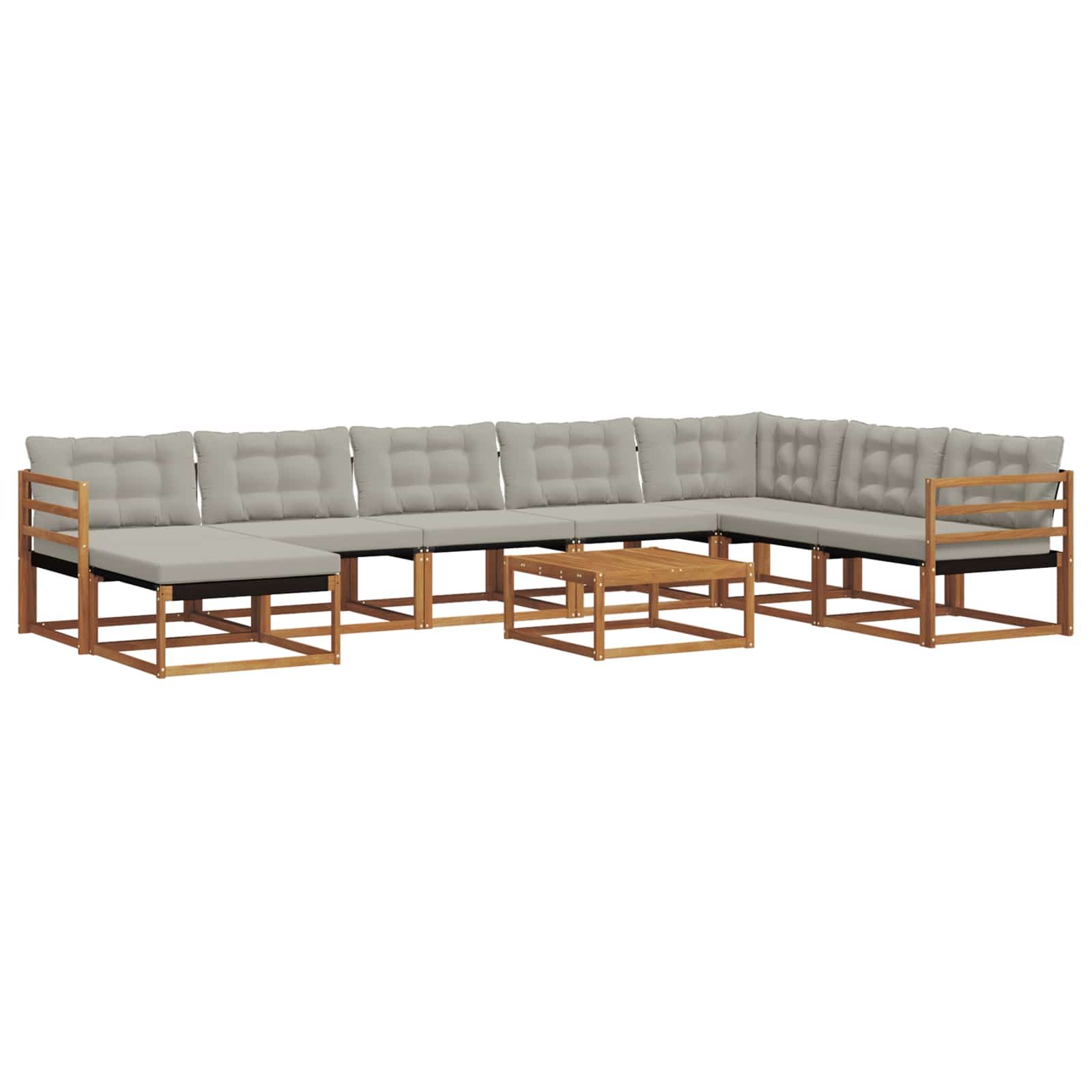 Outdoor-Sofagarnitur mit Kissen 9 pcs Natürlich und Hellgrau