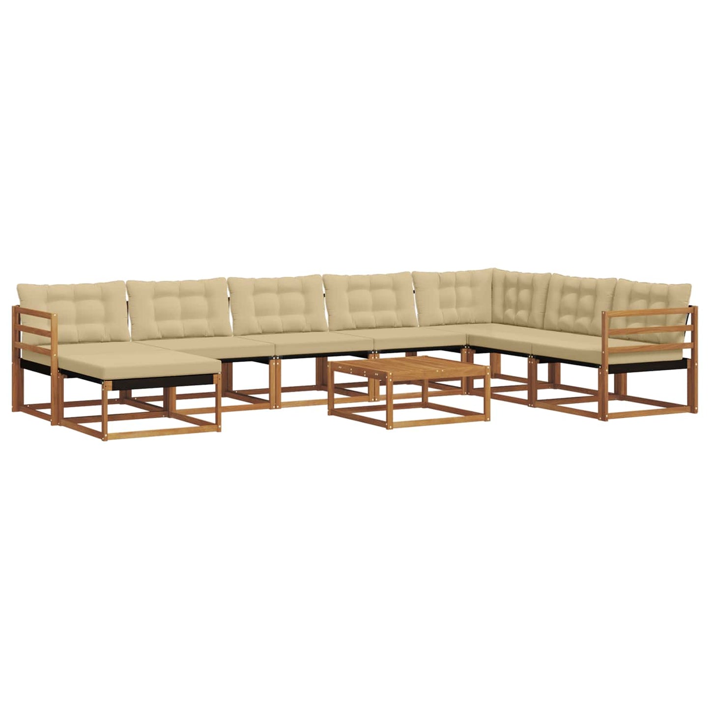 Outdoor-Sofagarnitur 9 pcs Natur und Beige Massivholz Akazie