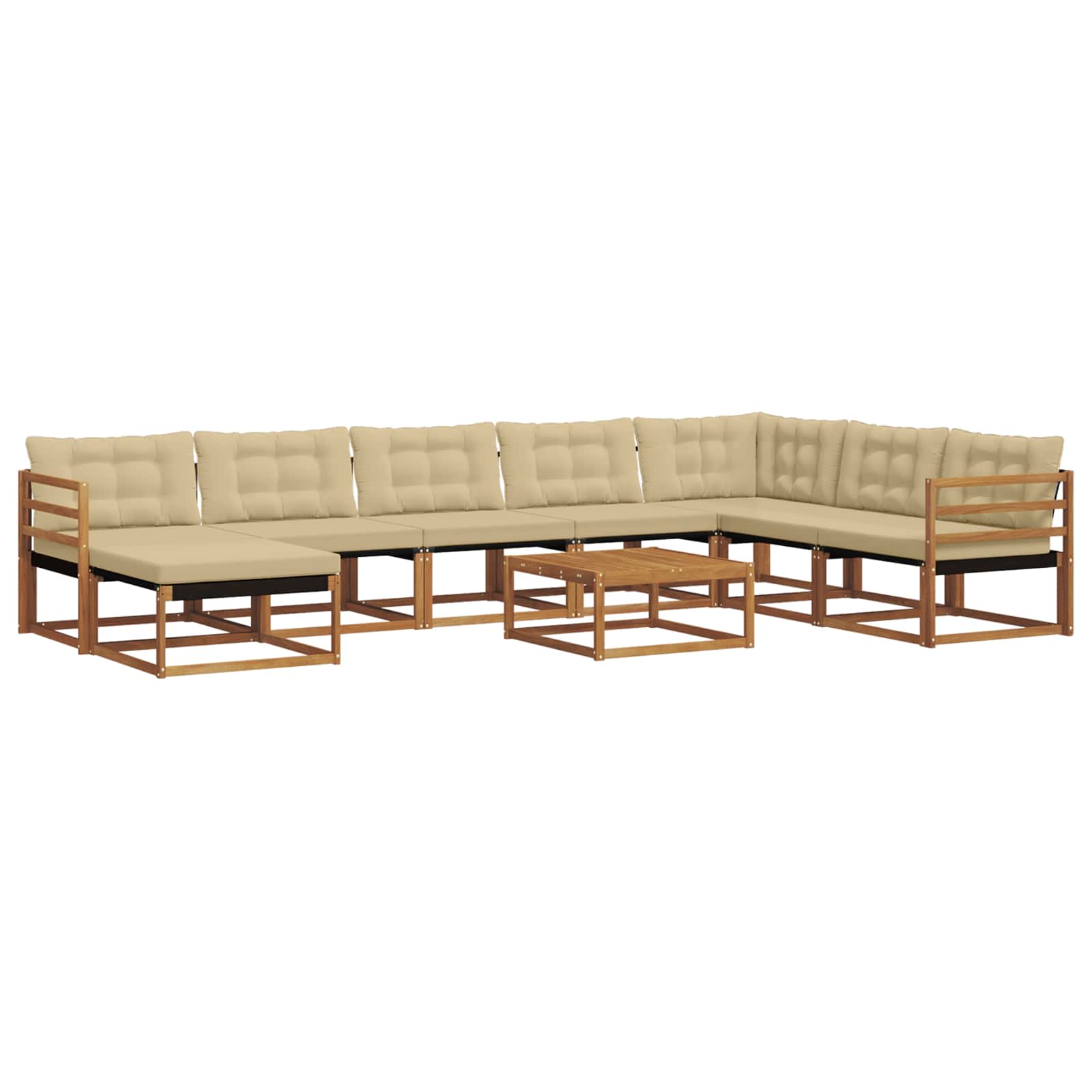 Outdoor-Sofagarnitur 9 pcs Natur und Beige Massivholz Akazie