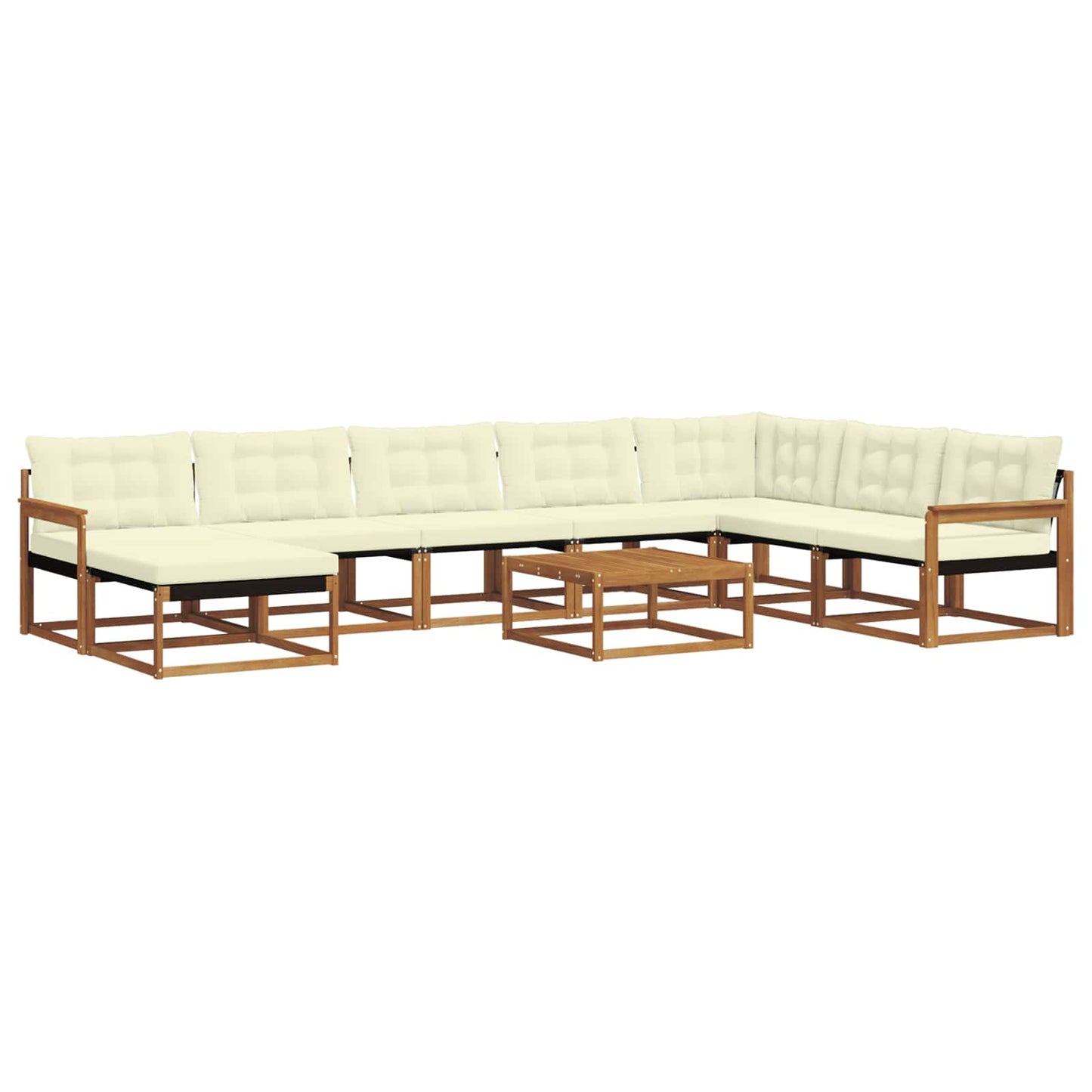 Outdoor-Sofagarnitur 9 pcs Natur und Creme Massivholz Akazie
