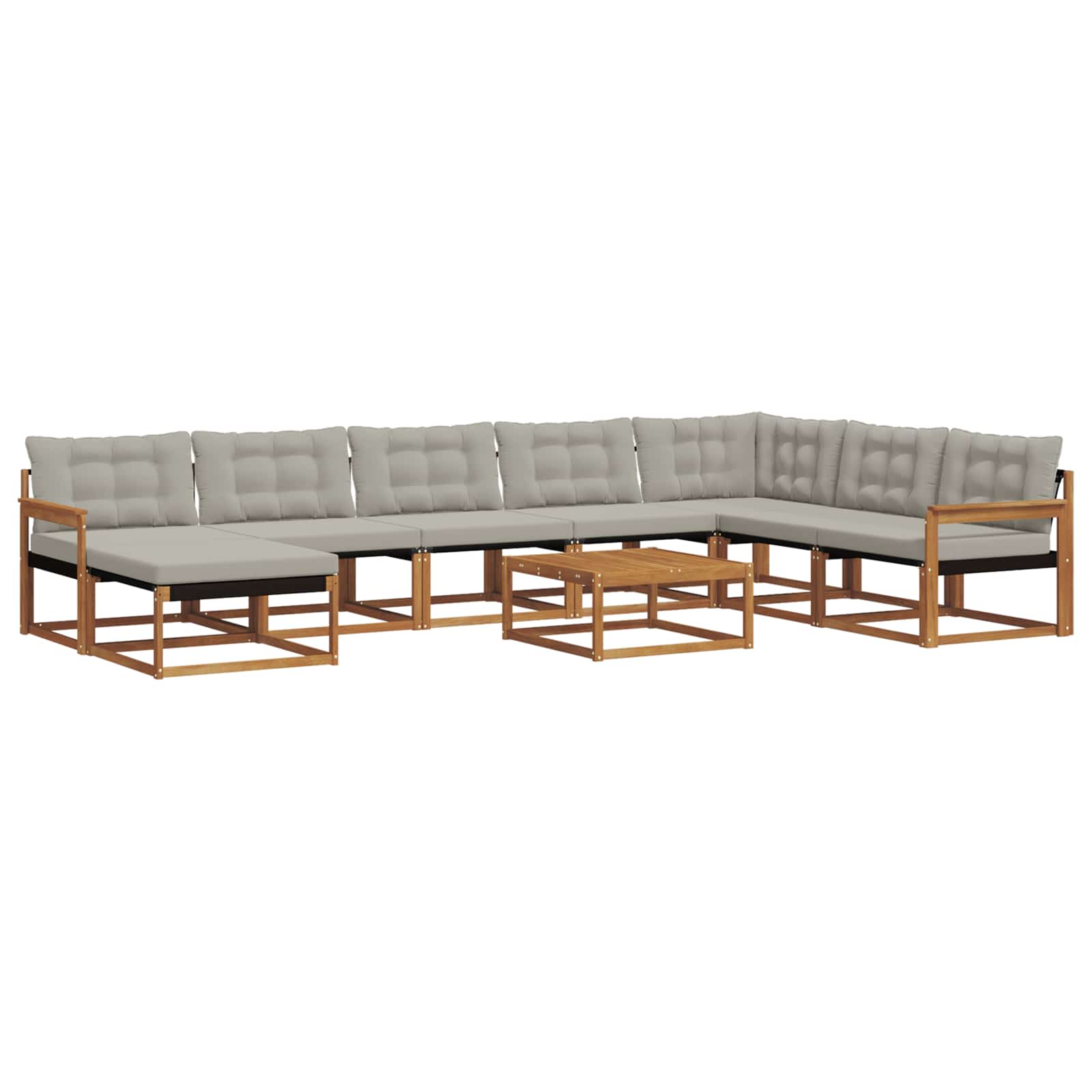 Outdoor-Sofagarnitur mit Kissen 9 pcs Natürlich und Hellgrau