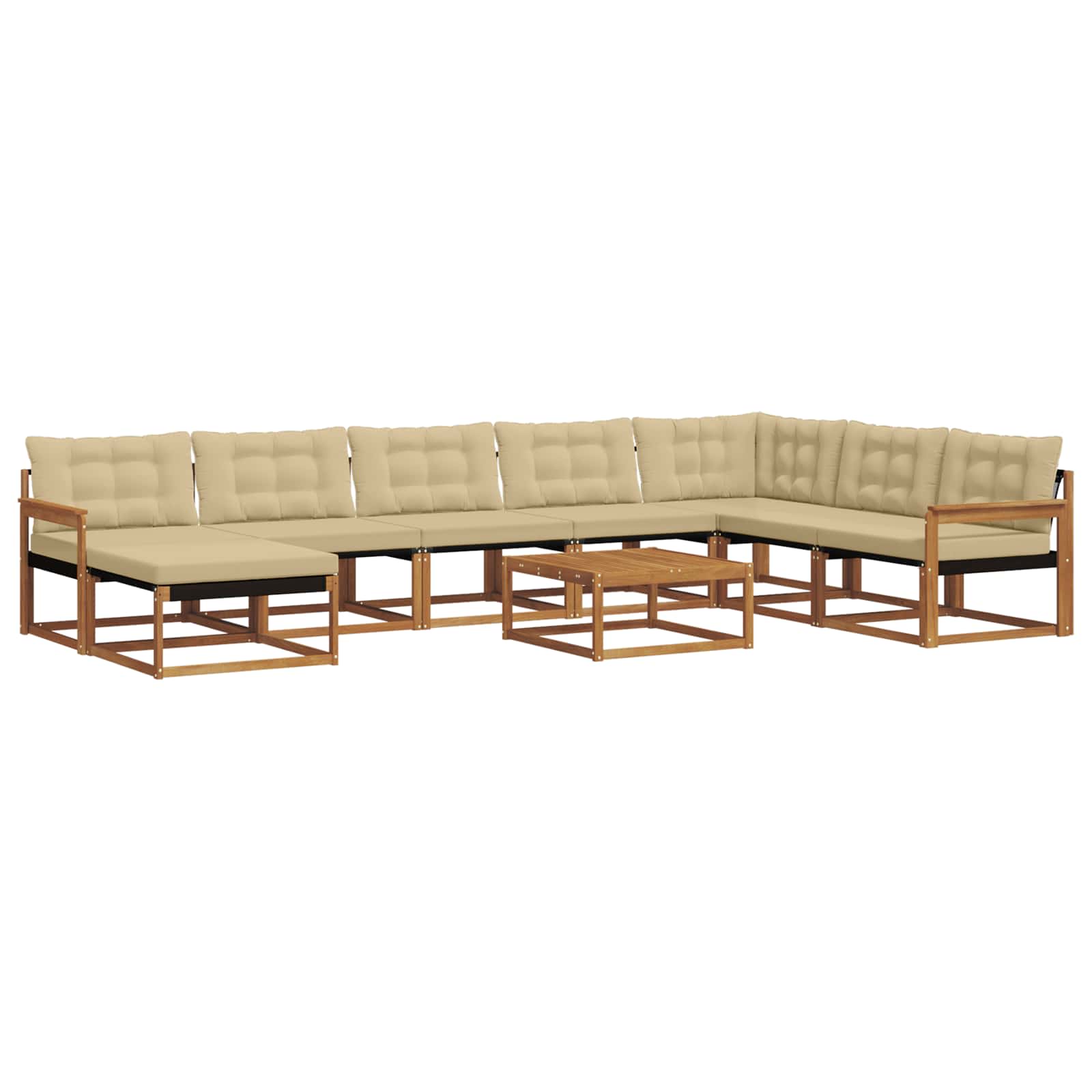 Outdoor-Sofagarnitur 9 pcs Natur und Beige Massivholz Akazie