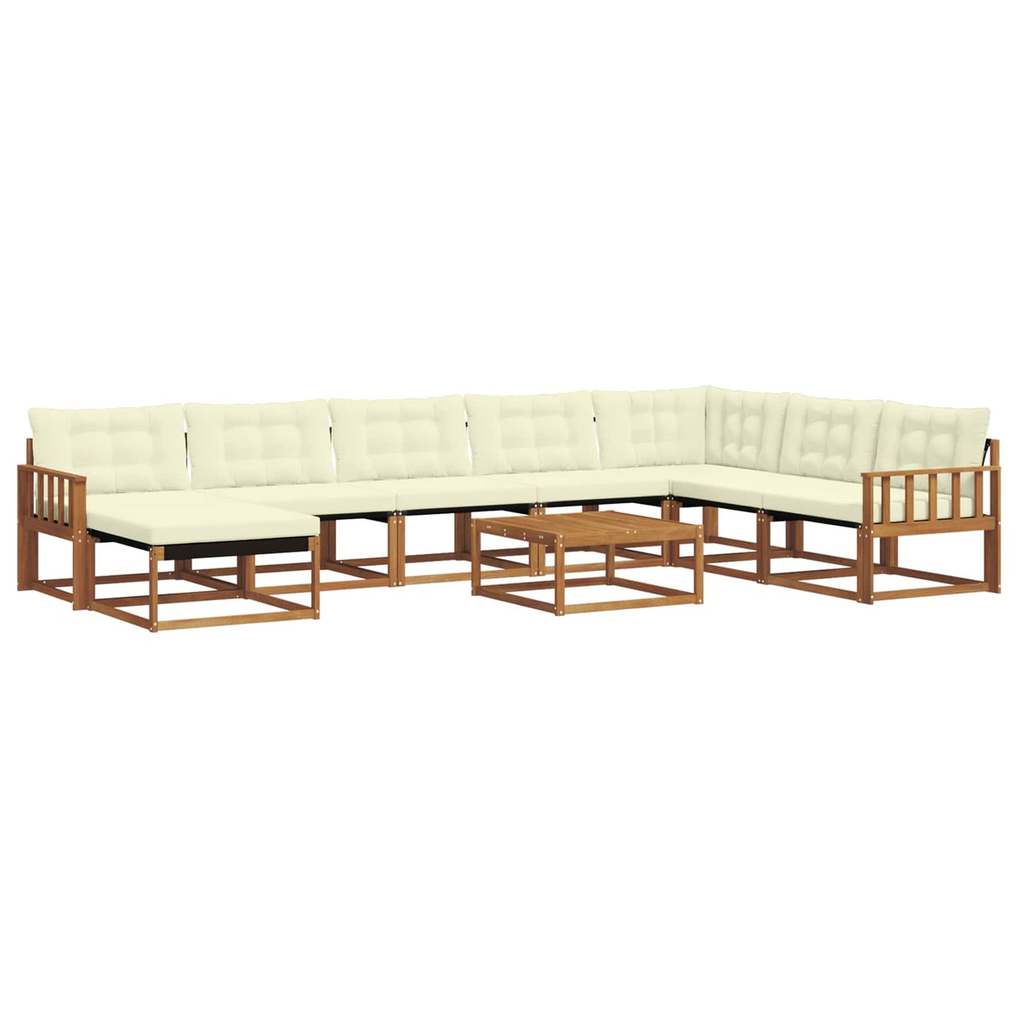 Outdoor-Sofagarnitur 9 pcs Natur und Creme Massivholz Akazie