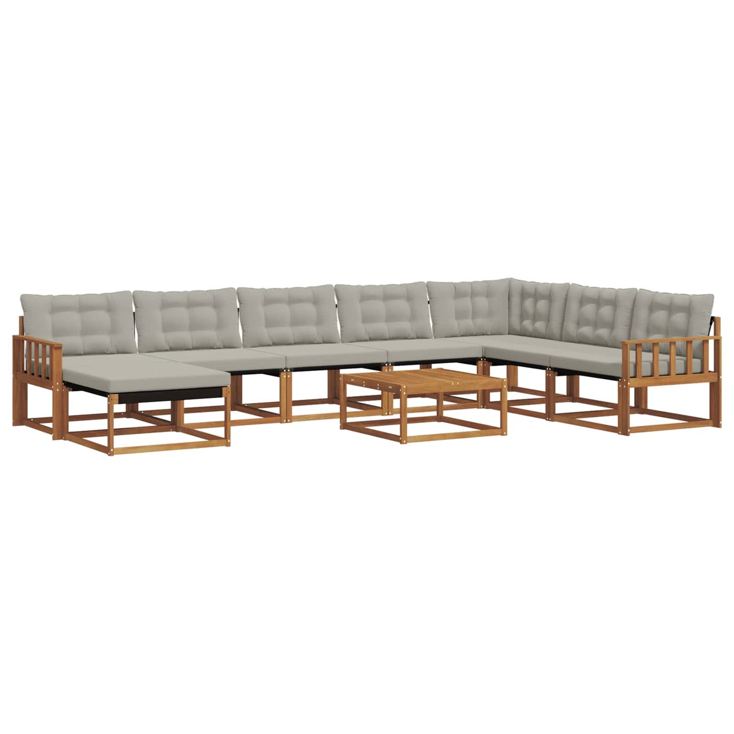 Outdoor-Sofagarnitur mit Kissen 9 pcs Natürlich und Hellgrau