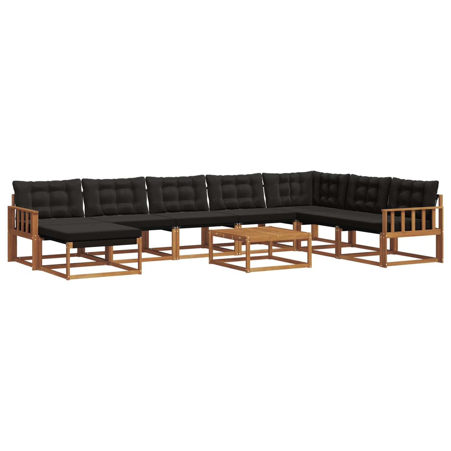 Outdoor-Sofagarnitur mit Kissen 9 pcs Natürlich und Schwarz