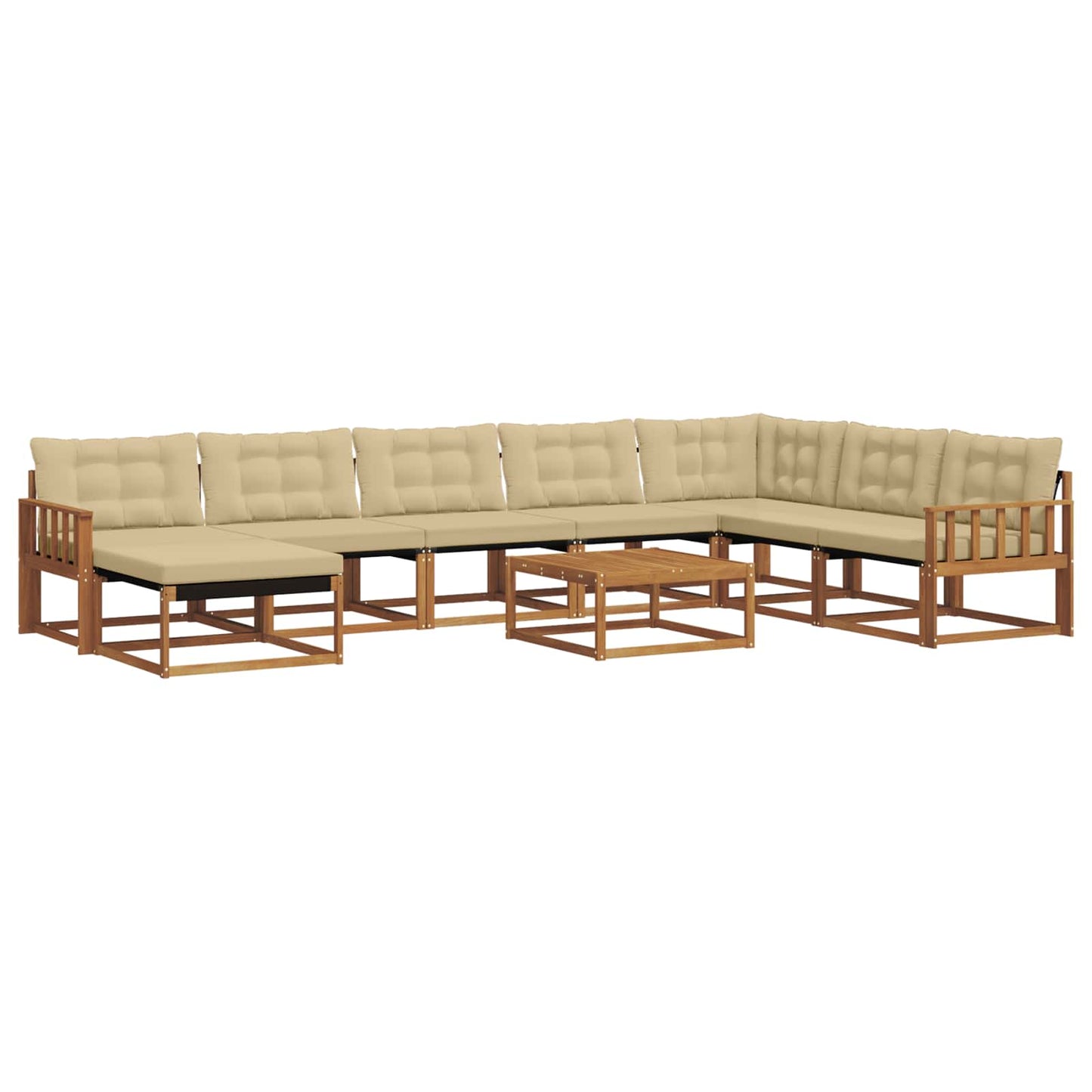 Outdoor-Sofagarnitur 9 pcs Natur und Beige Massivholz Akazie