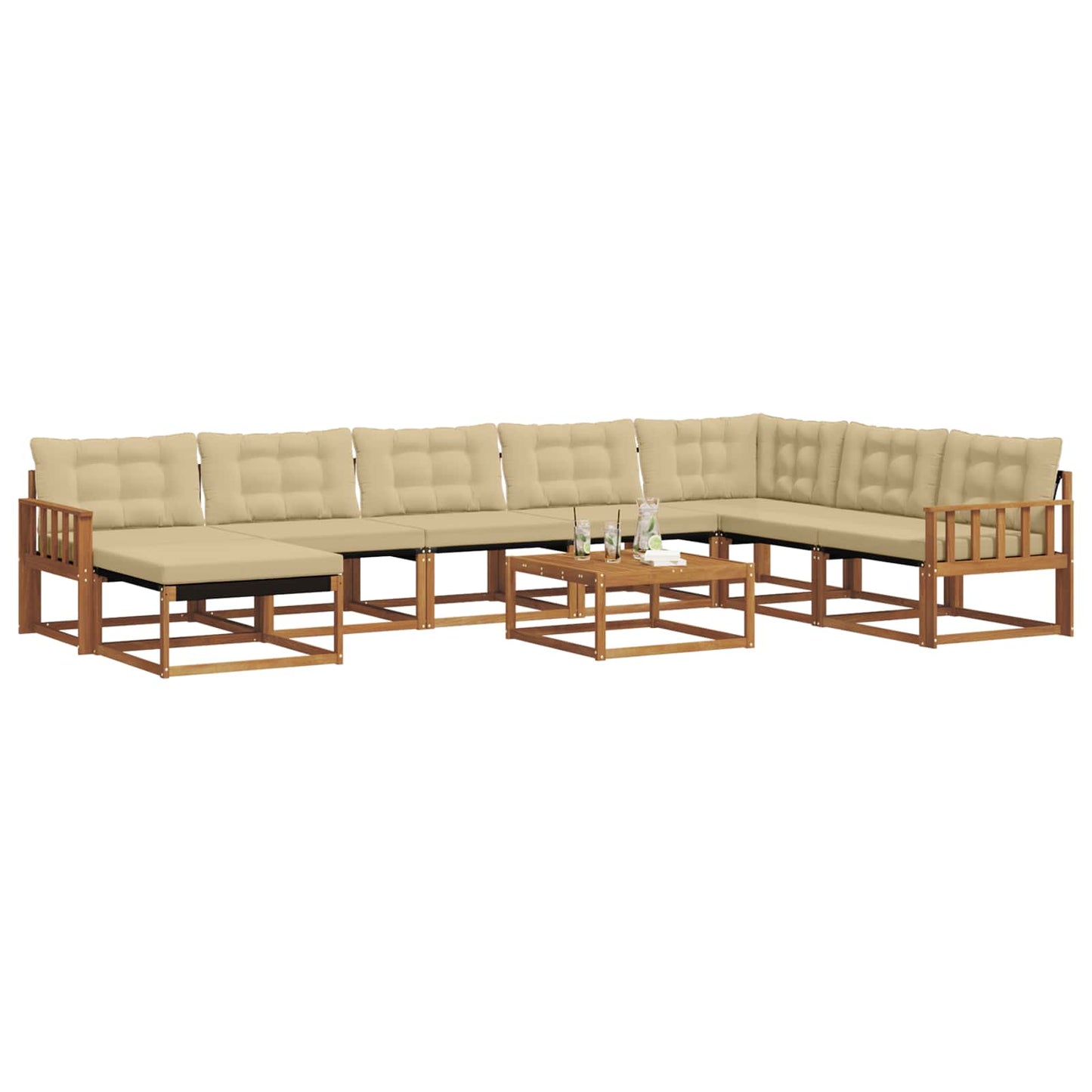 Outdoor-Sofagarnitur 9 pcs Natur und Beige Massivholz Akazie