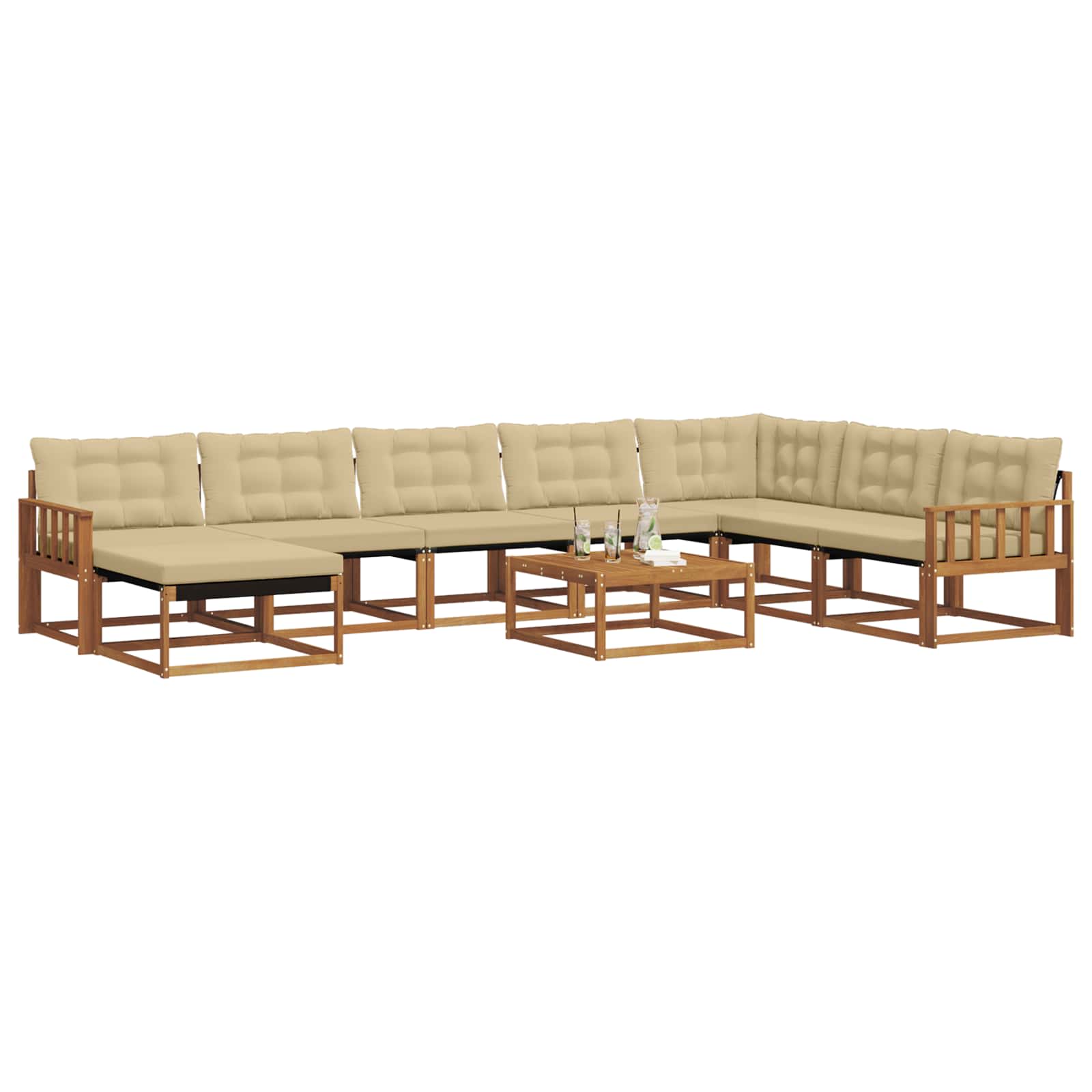 Outdoor-Sofagarnitur 9 pcs Natur und Beige Massivholz Akazie