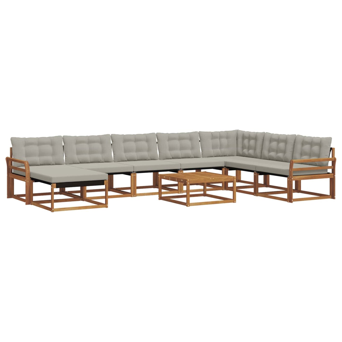 Outdoor-Sofagarnitur mit Kissen 9 pcs Natürlich und Hellgrau