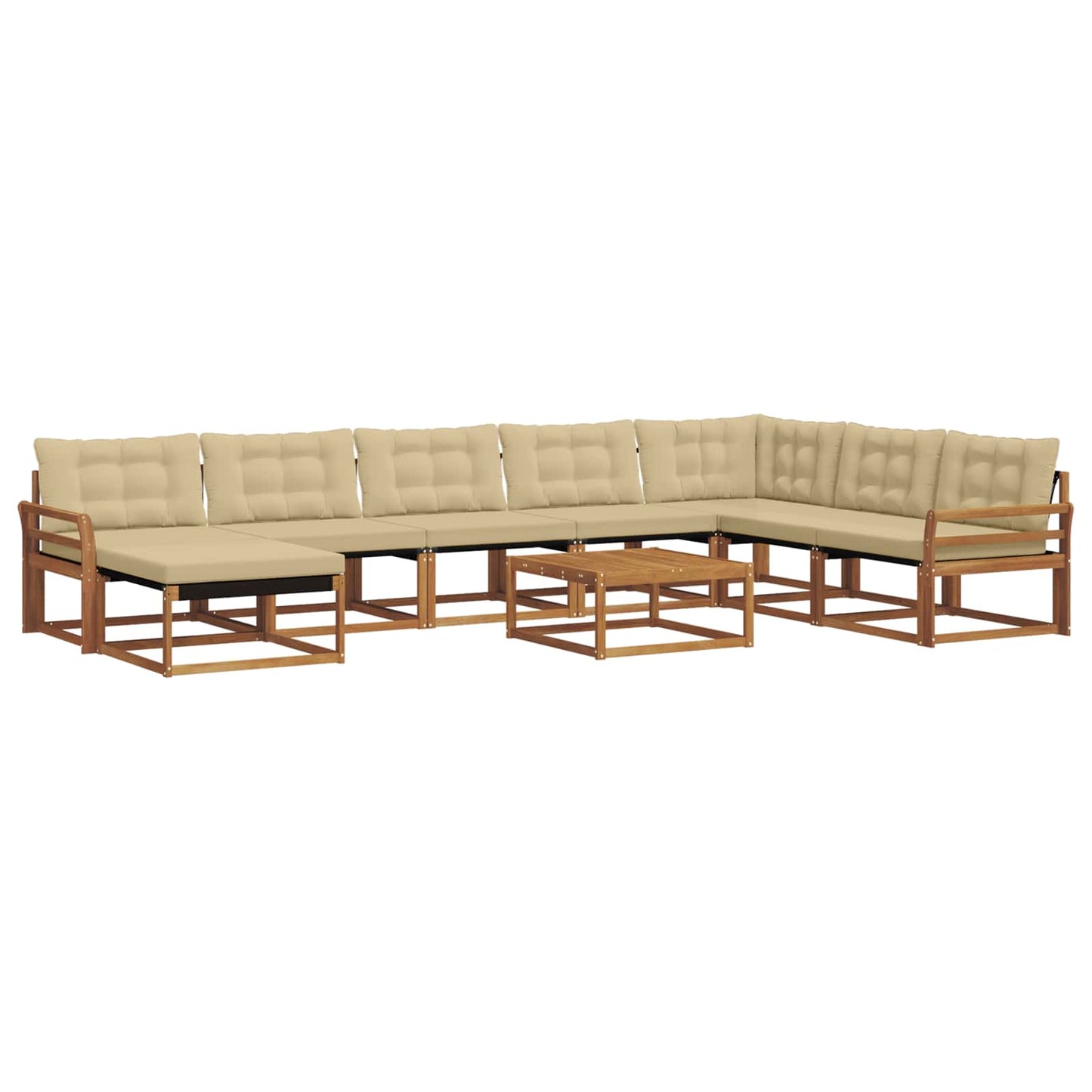 Outdoor-Sofagarnitur 9 pcs Natur und Beige Massivholz Akazie