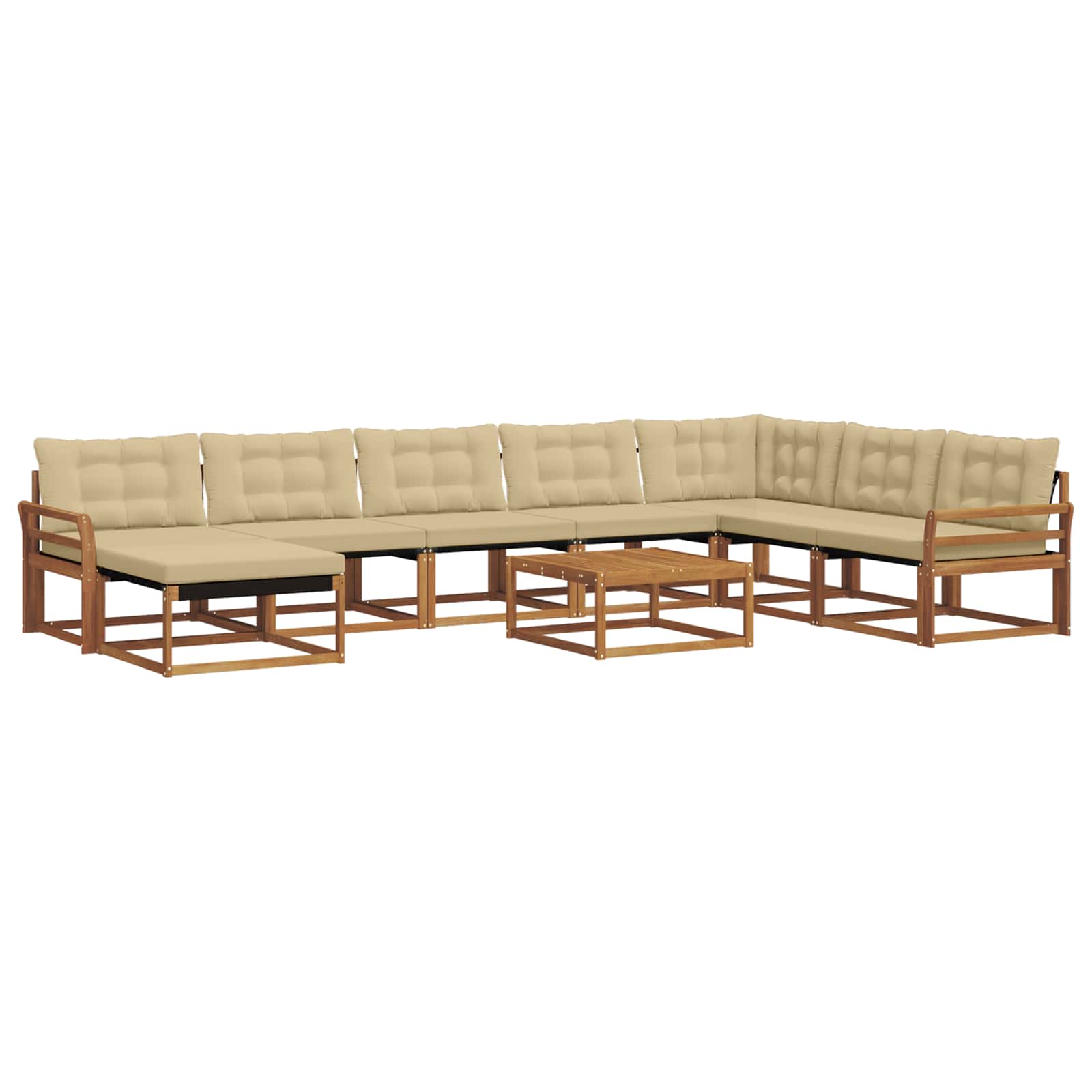 Outdoor-Sofagarnitur 9 pcs Natur und Beige Massivholz Akazie