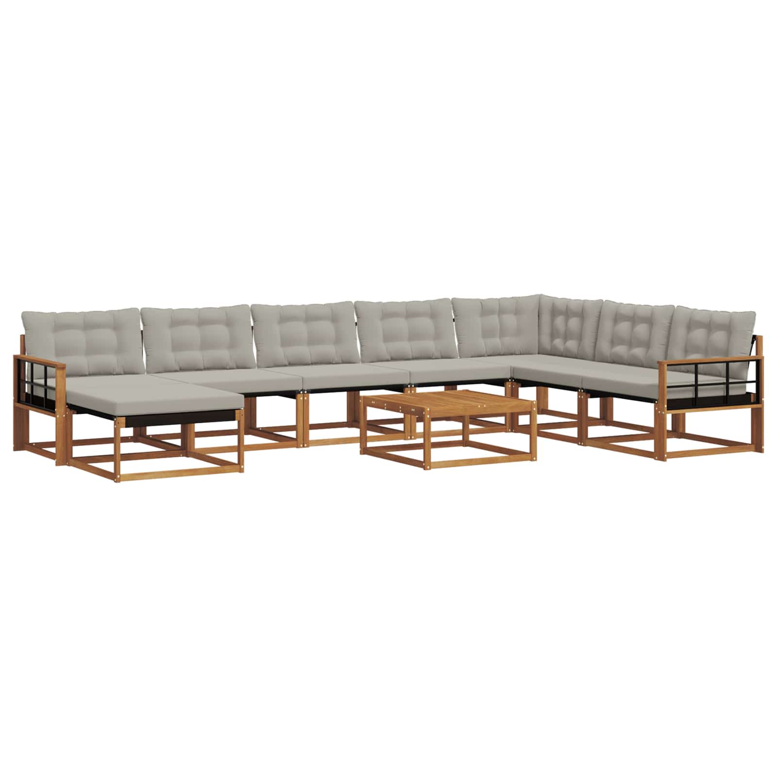 Outdoor-Sofagarnitur mit Kissen 9 pcs Natürlich und Hellgrau