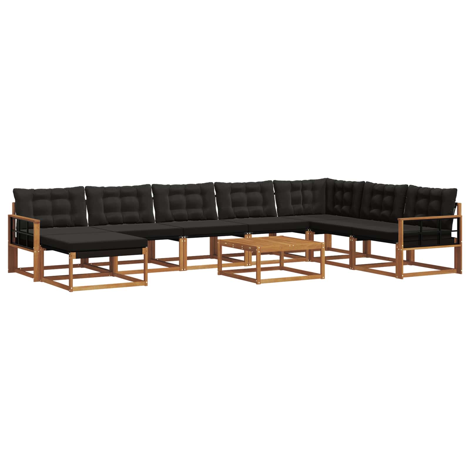 Outdoor-Sofagarnitur mit Kissen 9 pcs Natürlich und Schwarz