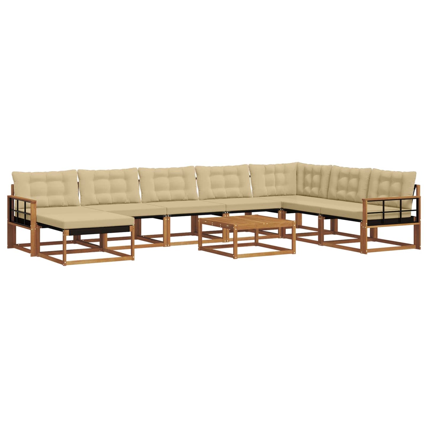 Outdoor-Sofagarnitur 9 pcs Natur und Beige Massivholz Akazie