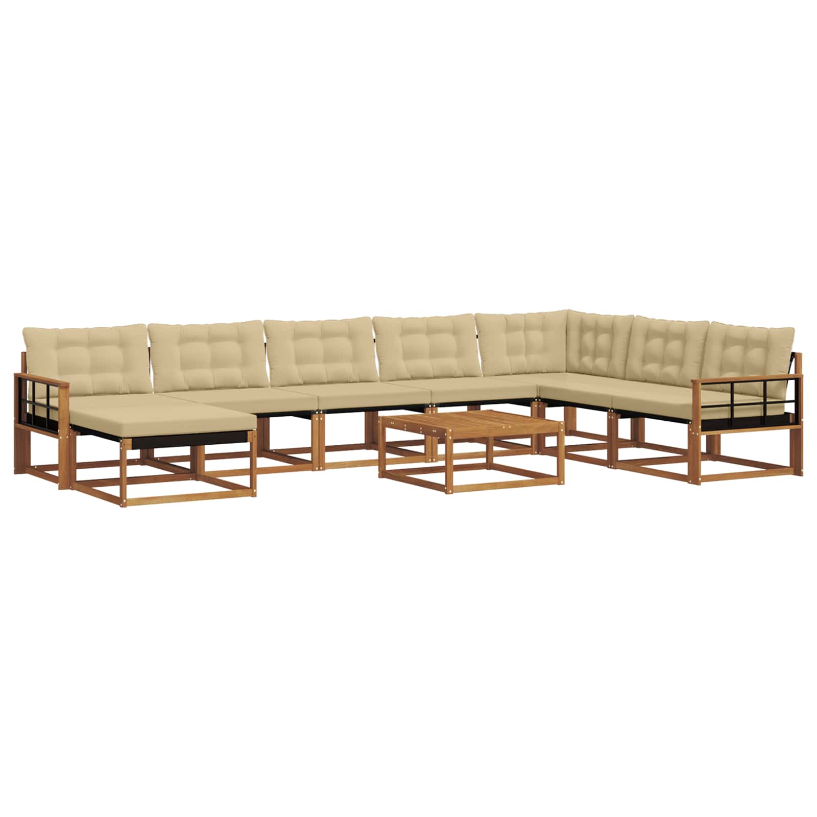 Outdoor-Sofagarnitur 9 pcs Natur und Beige Massivholz Akazie