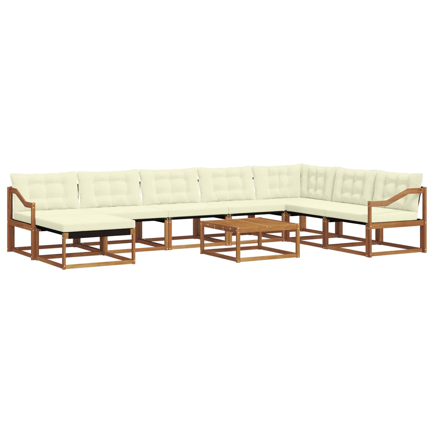 Outdoor-Sofagarnitur 9 pcs Natur und Creme Massivholz Akazie
