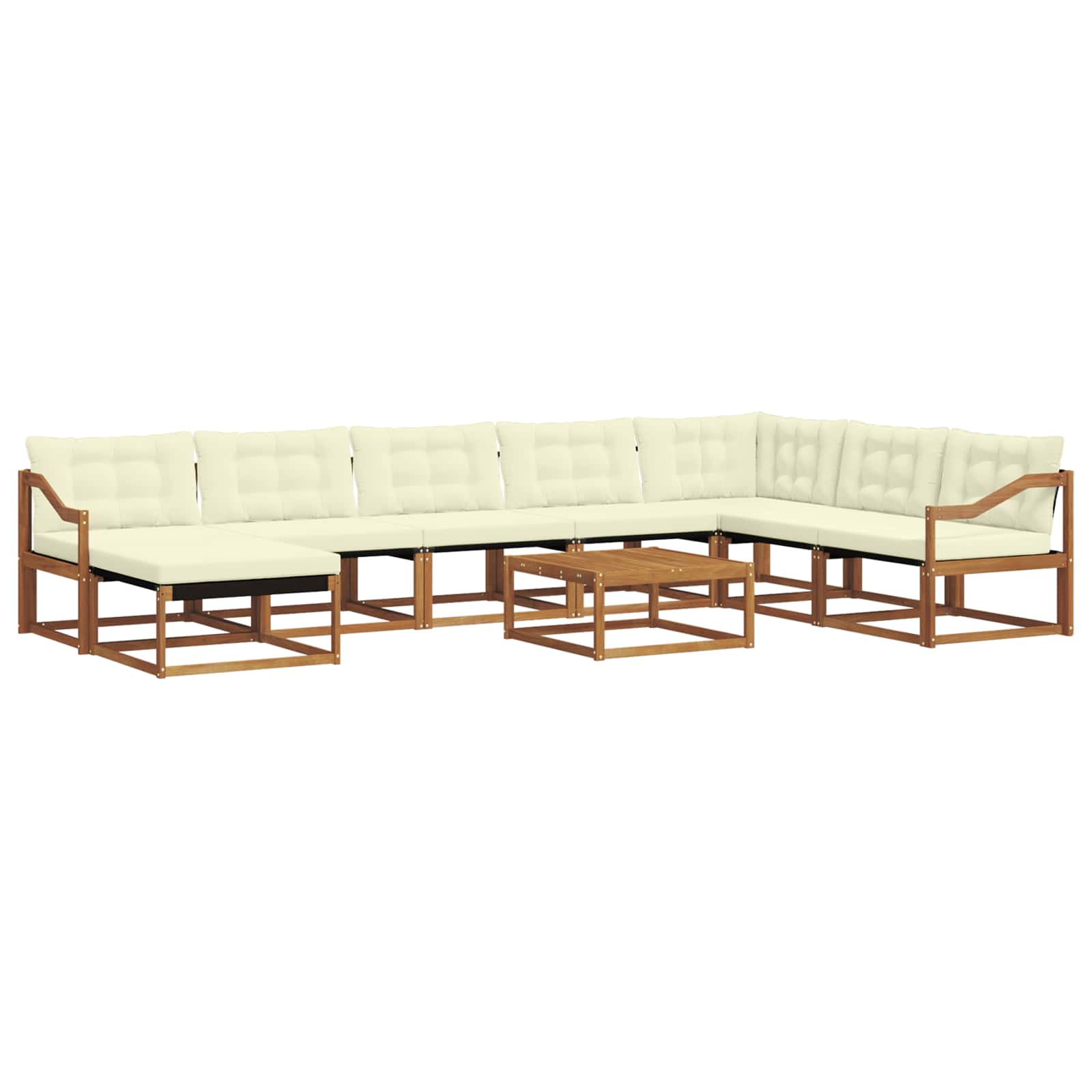 Outdoor-Sofagarnitur 9 pcs Natur und Creme Massivholz Akazie