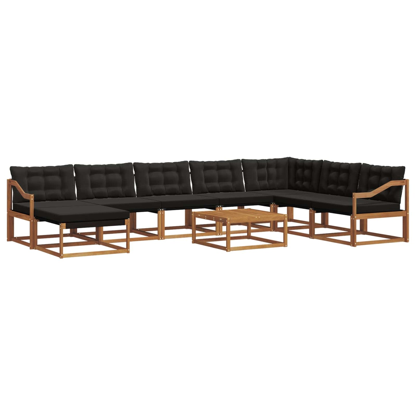 Outdoor-Sofagarnitur mit Kissen 9 pcs Natürlich und Schwarz