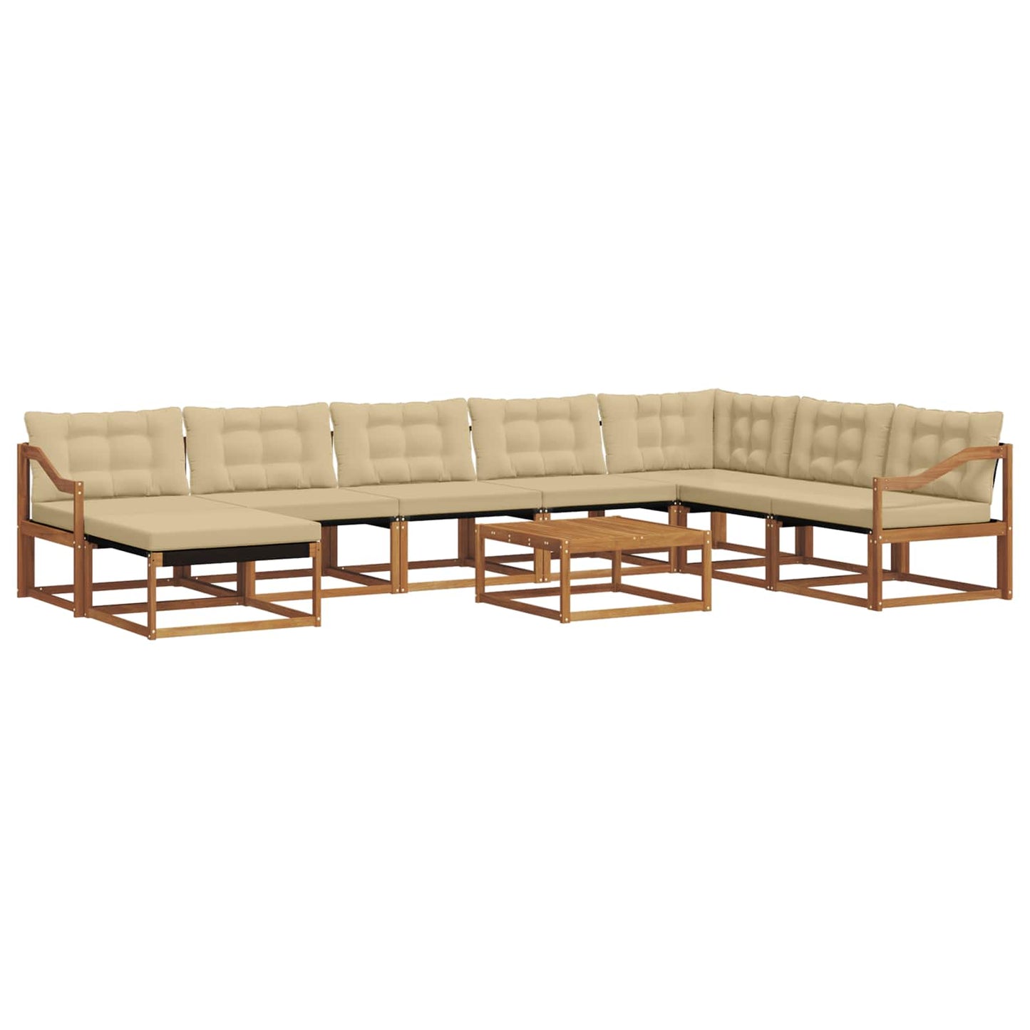Outdoor-Sofagarnitur 9 pcs Natur und Beige Massivholz Akazie