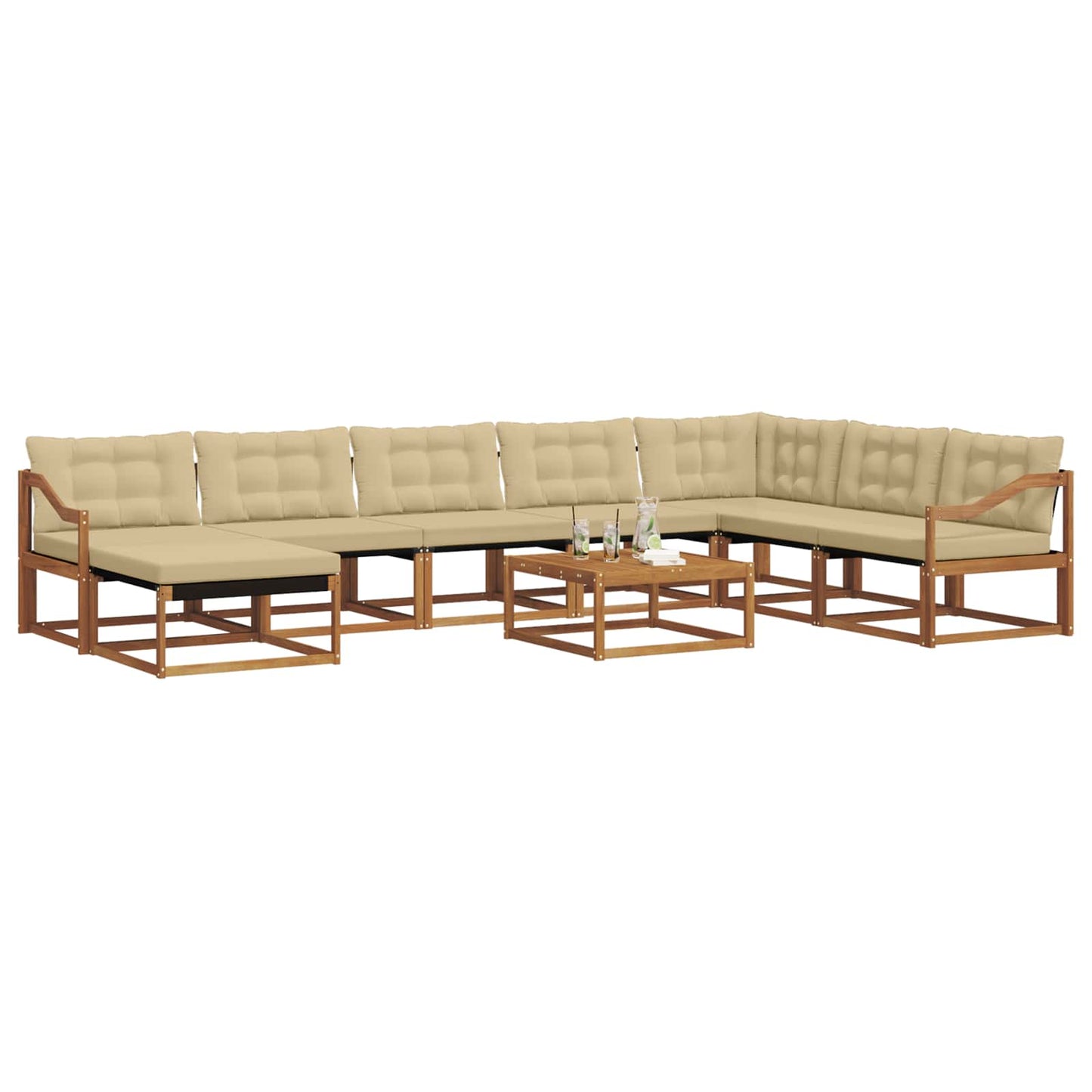 Outdoor-Sofagarnitur 9 pcs Natur und Beige Massivholz Akazie