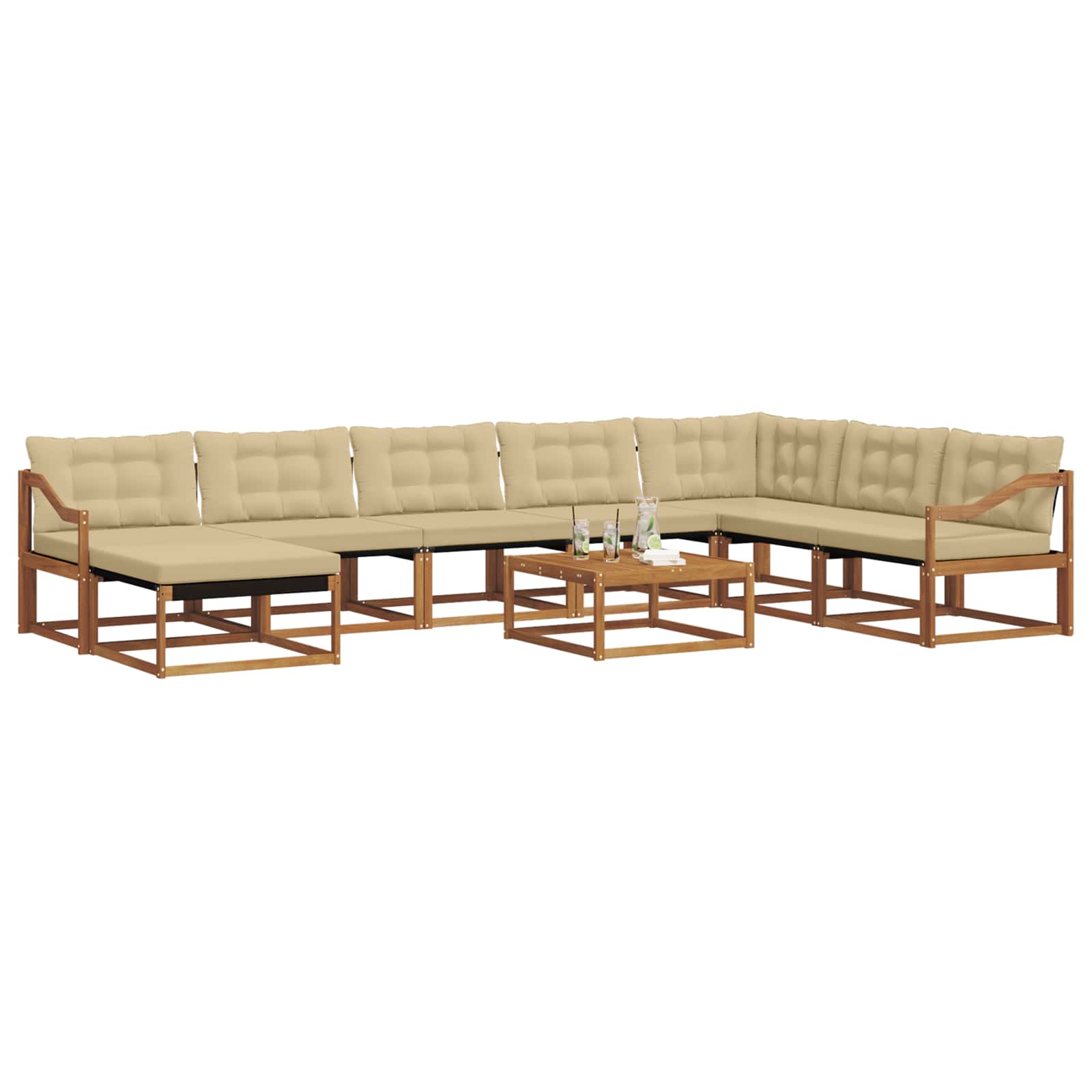 Outdoor-Sofagarnitur 9 pcs Natur und Beige Massivholz Akazie