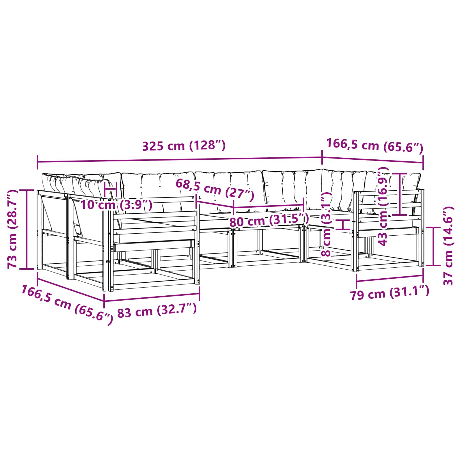 Outdoor-Sofagarnitur 6 stk. Natur und Creme