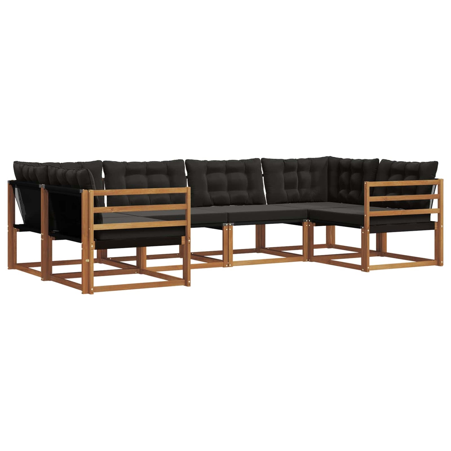 Outdoor-Sofagarnitur mit Kissen 6 pcs Natürlich und Schwarz