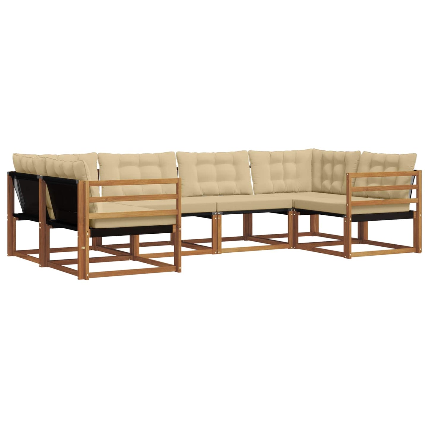 Outdoor-Sofagarnitur 6 stk. Natur und Beige