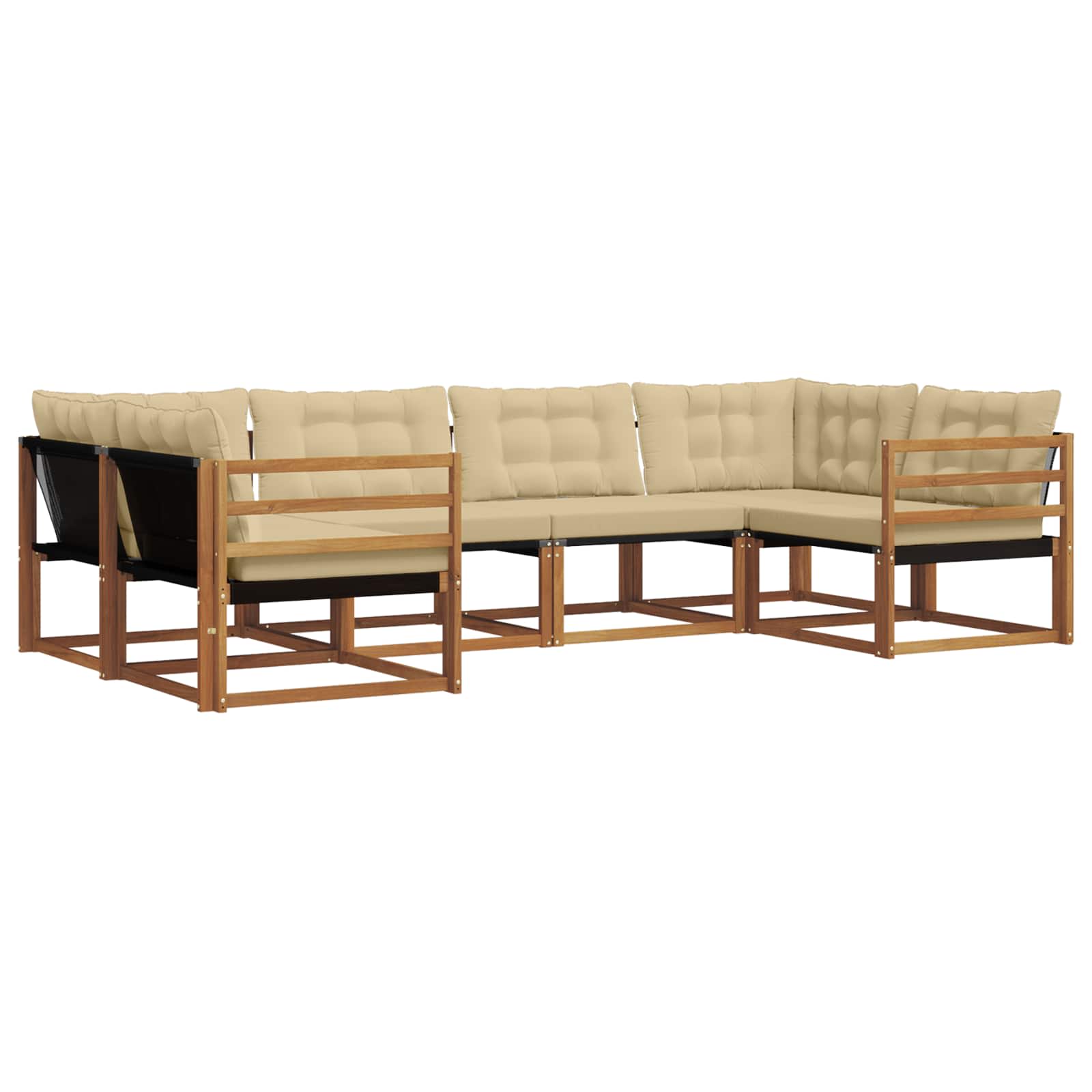 Outdoor-Sofagarnitur 6 stk. Natur und Beige