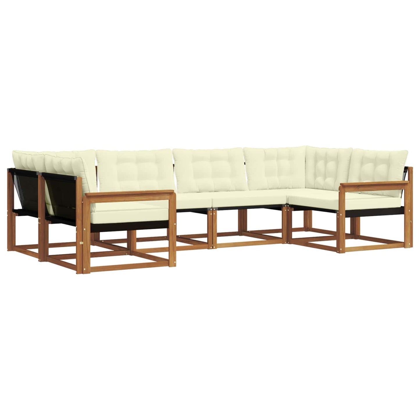 Outdoor-Sofagarnitur mit Kissen 6 pcs Natur und Creme