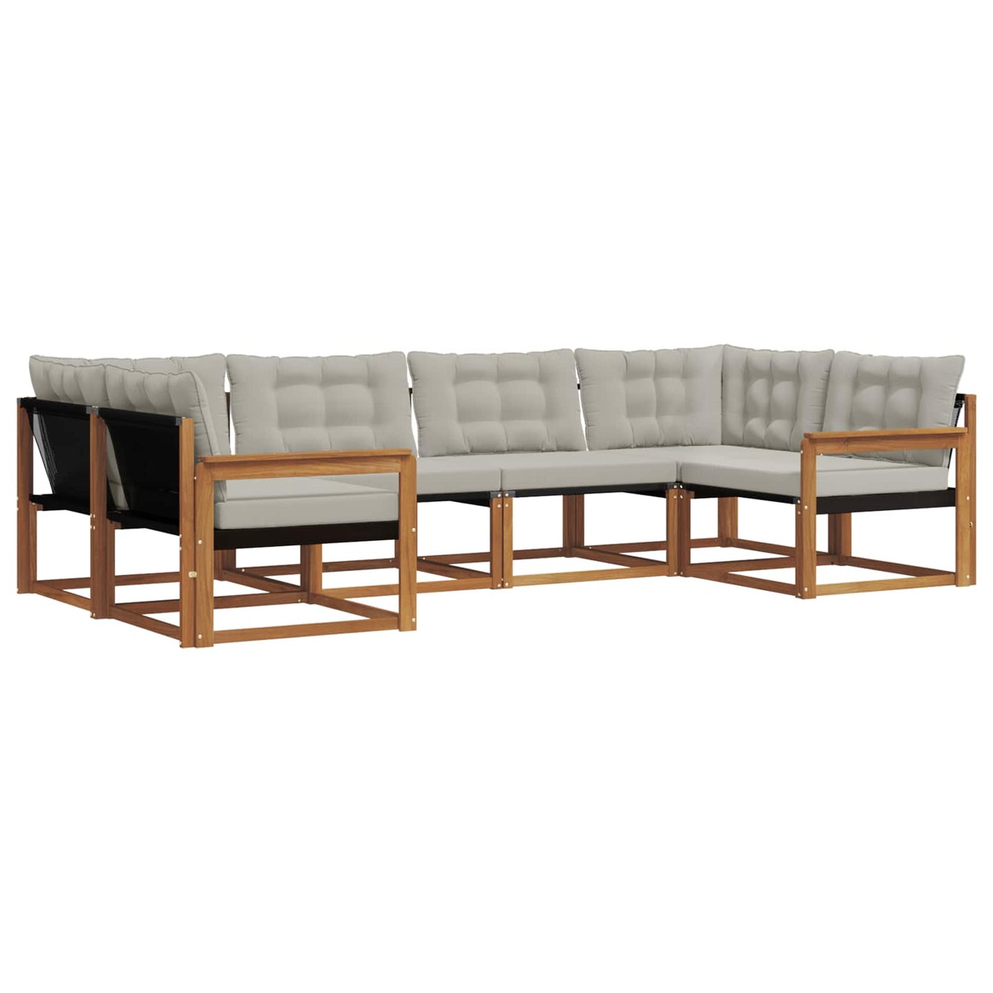 Outdoor-Sofagarnitur mit Kissen 6 pcs Natürlich und Hellgrau