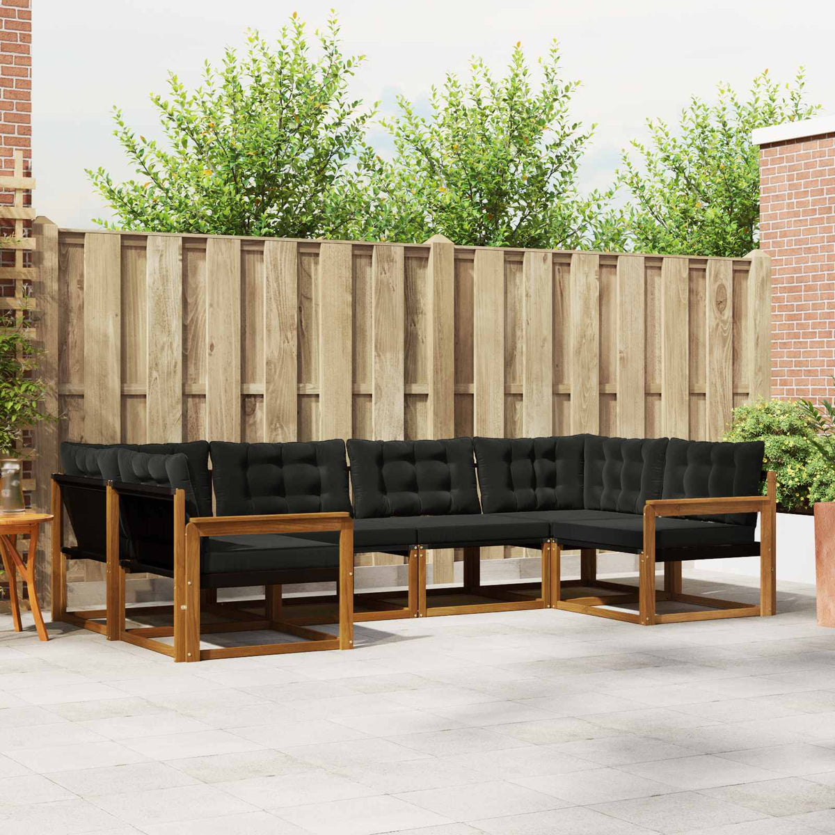 Outdoor-Sofagarnitur 6 stk. Natürlich und Schwarz