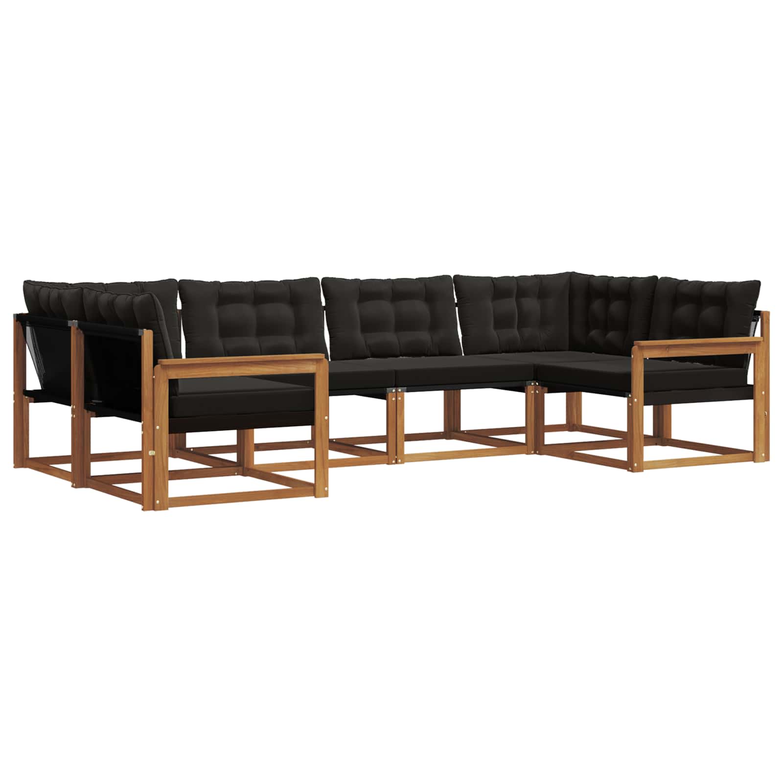 Outdoor-Sofagarnitur mit Kissen 6 pcs Natürlich und Schwarz