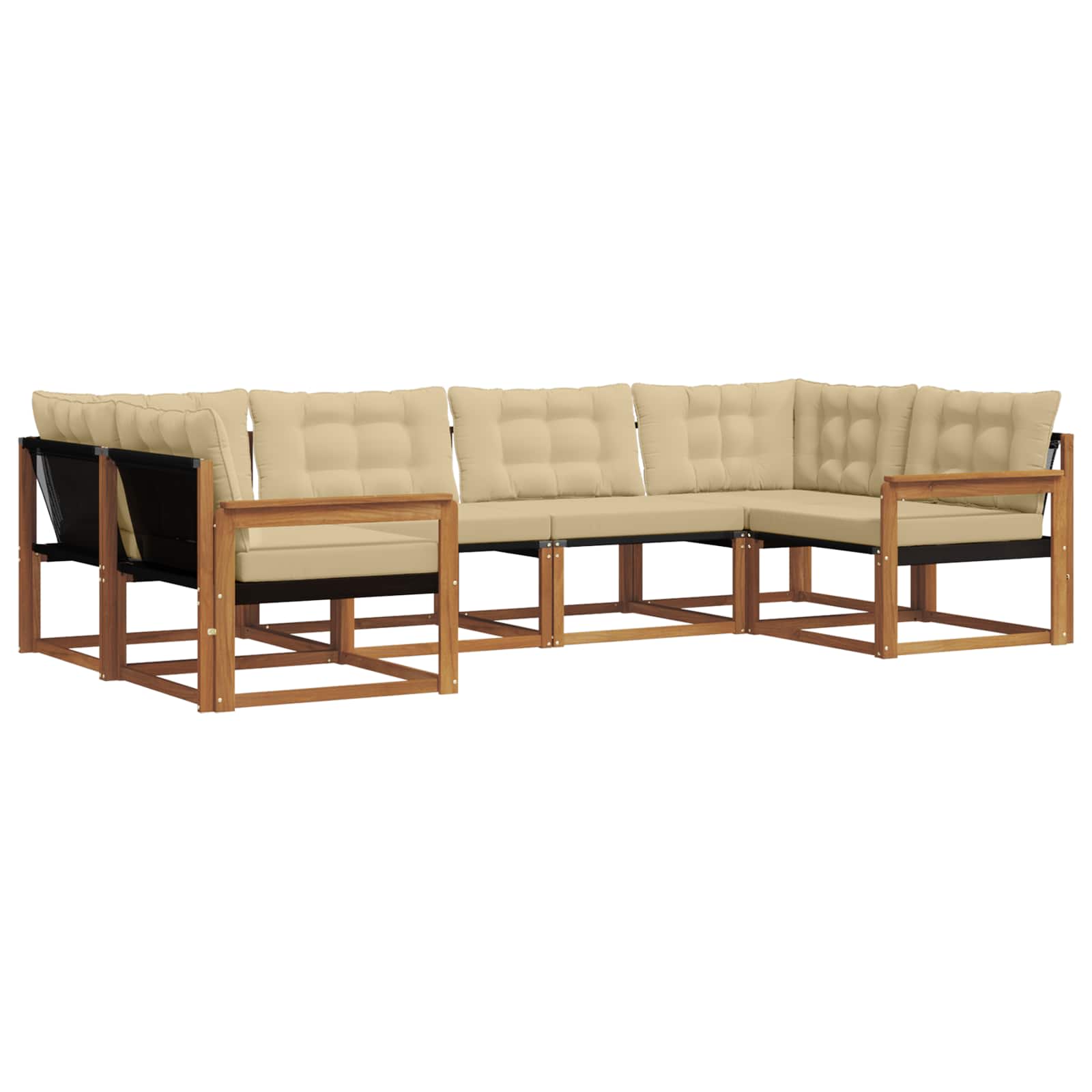 Outdoor-Sofagarnitur 6 stk. Natur und Beige