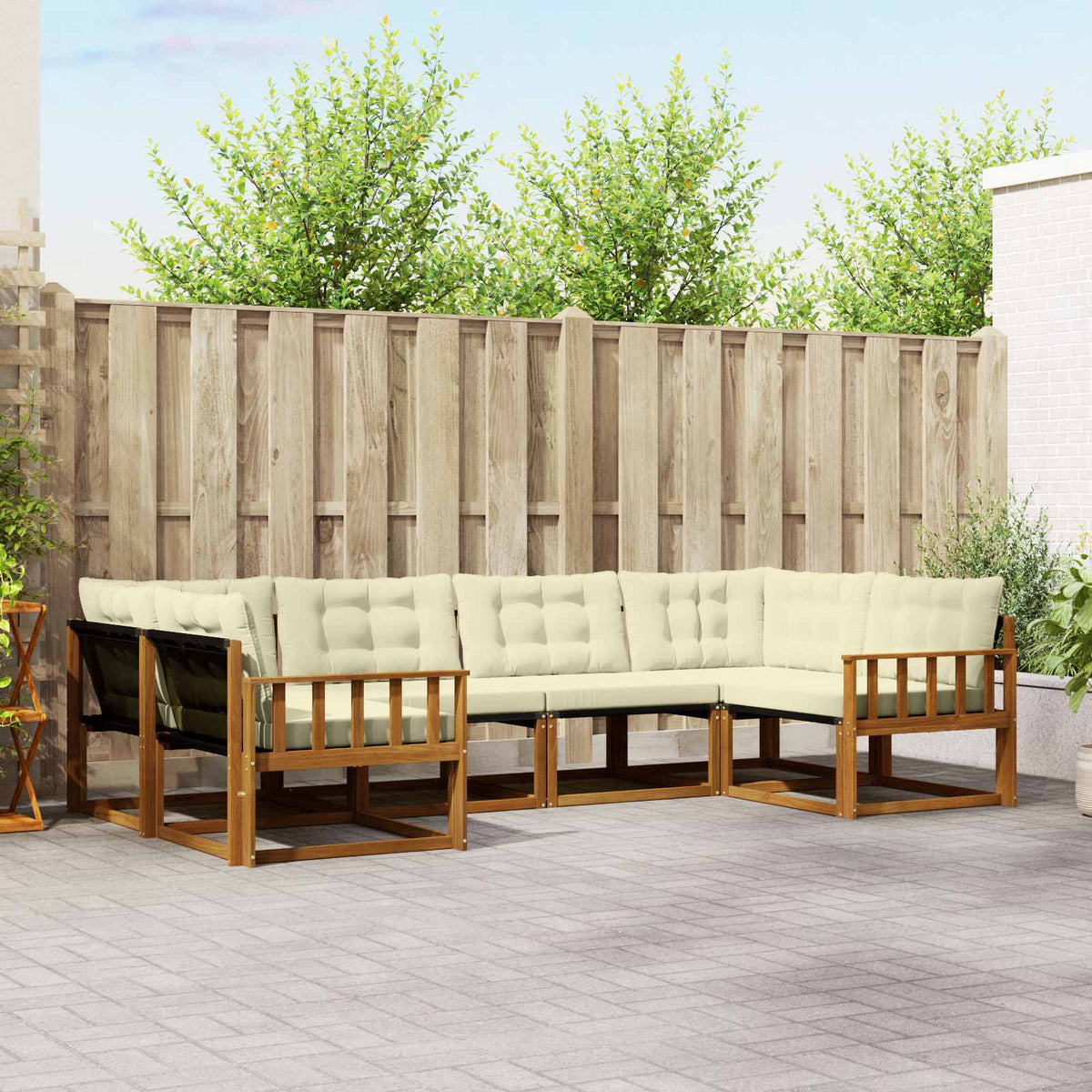 Outdoor-Sofagarnitur 6 stk. Natur und Creme