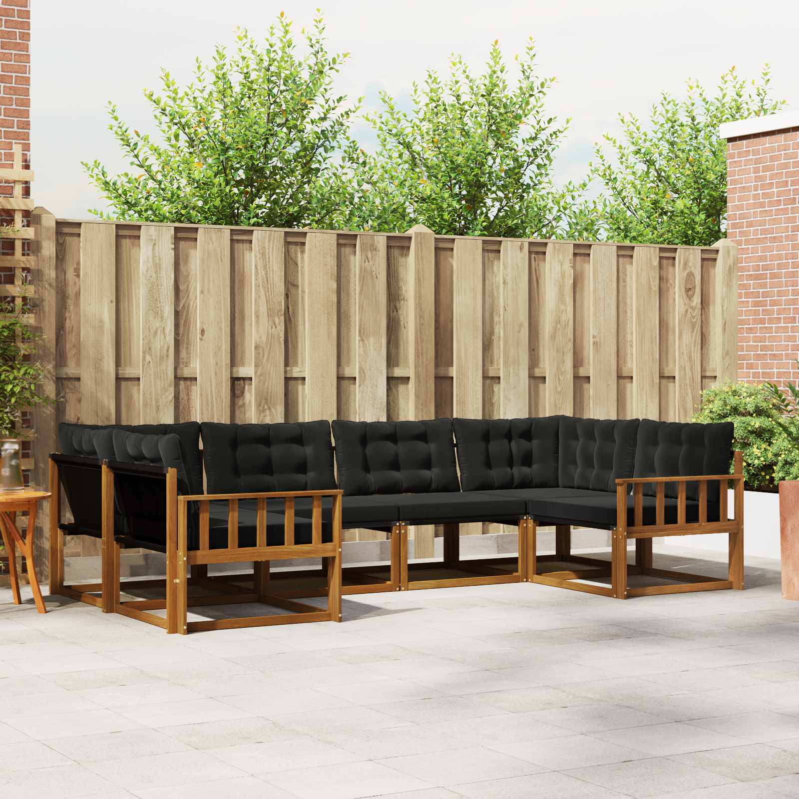Outdoor-Sofagarnitur mit Kissen 6 pcs Natürlich und Schwarz