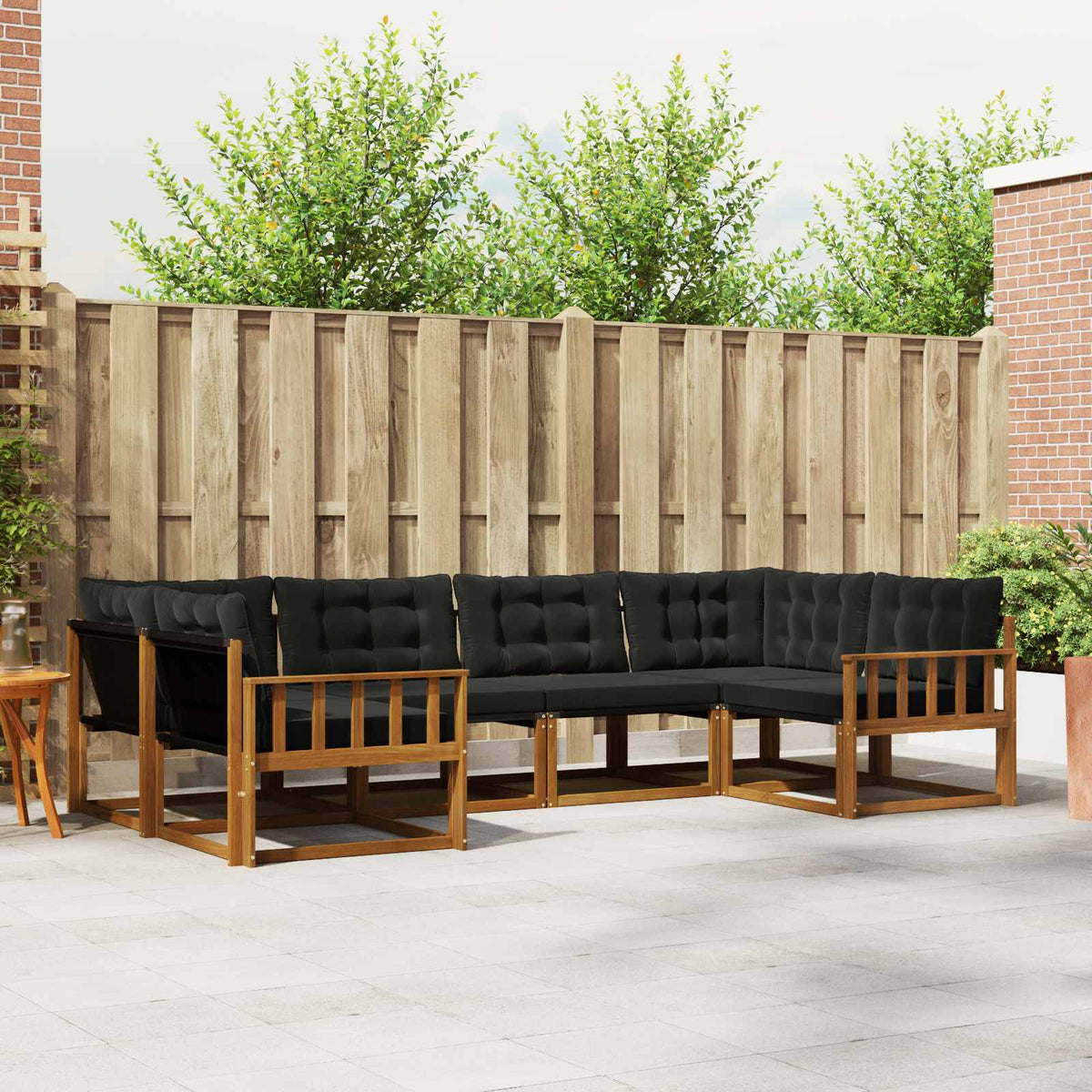 Outdoor-Sofagarnitur 6 stk. Natürlich und Schwarz