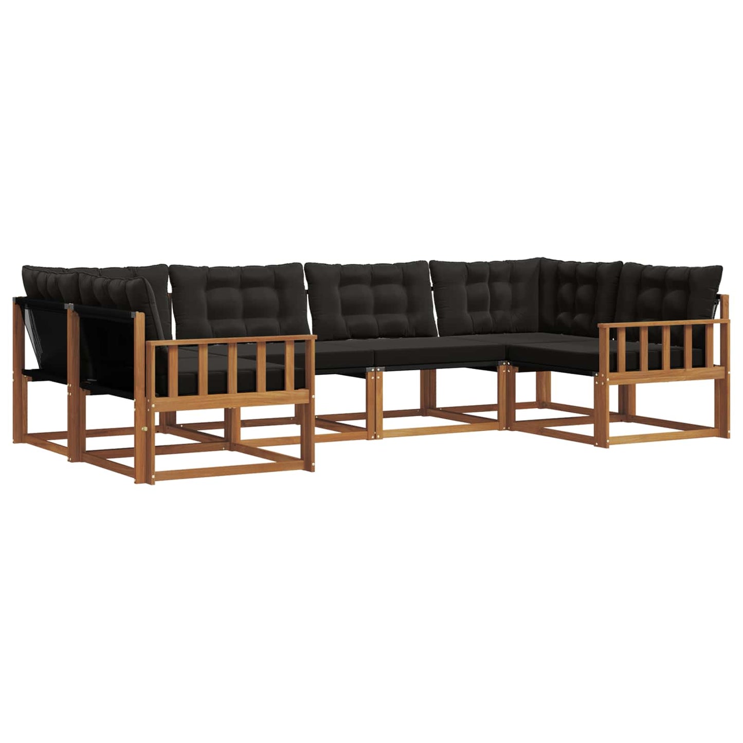 Outdoor-Sofagarnitur mit Kissen 6 pcs Natürlich und Schwarz