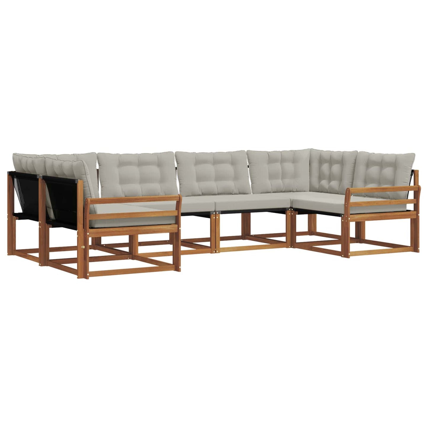 Outdoor-Sofagarnitur mit Kissen 6 pcs Natürlich und Hellgrau