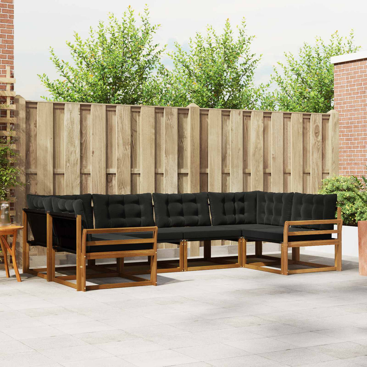 Outdoor-Sofagarnitur 6 stk. Natürlich und Schwarz