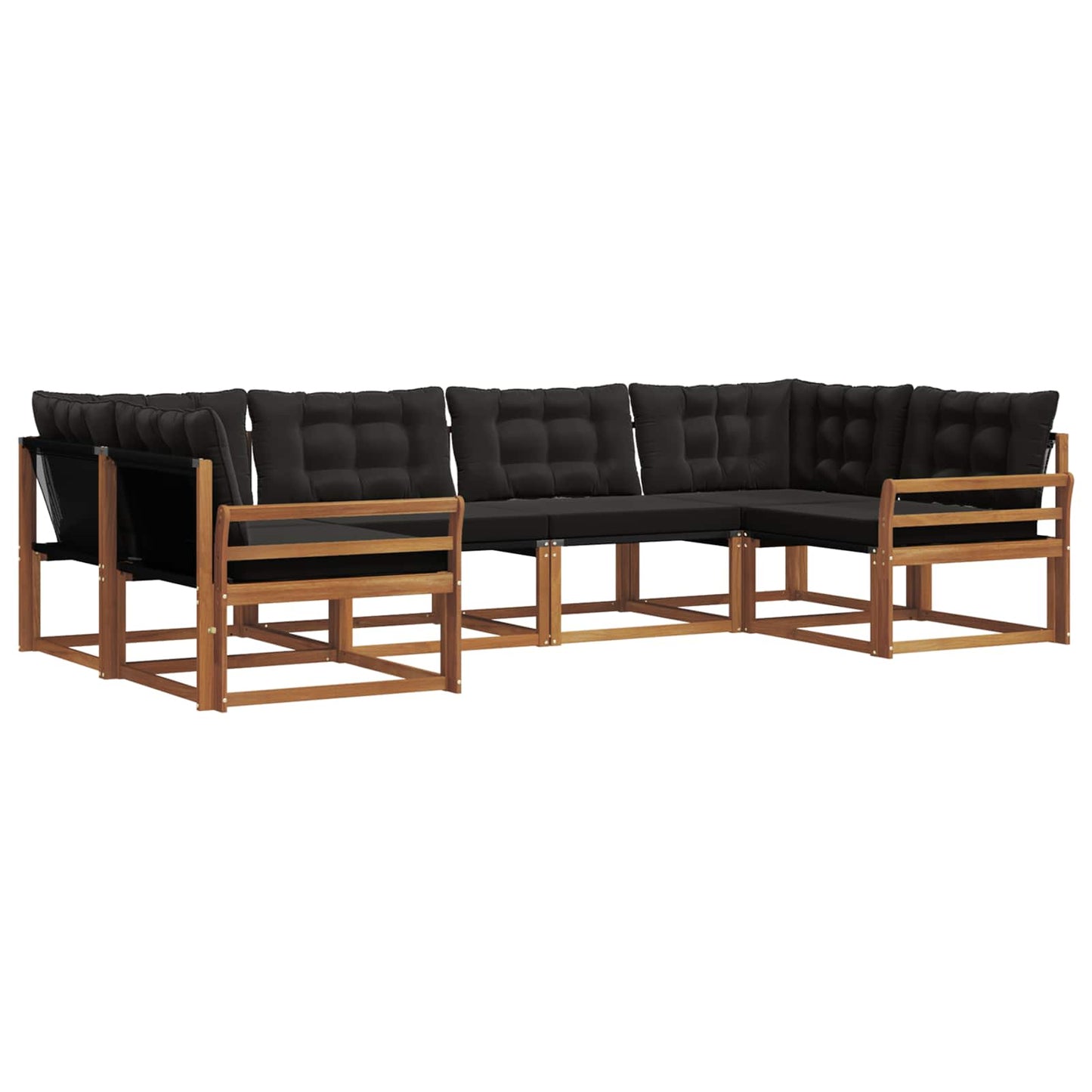 Outdoor-Sofagarnitur mit Kissen 6 pcs Natürlich und Schwarz