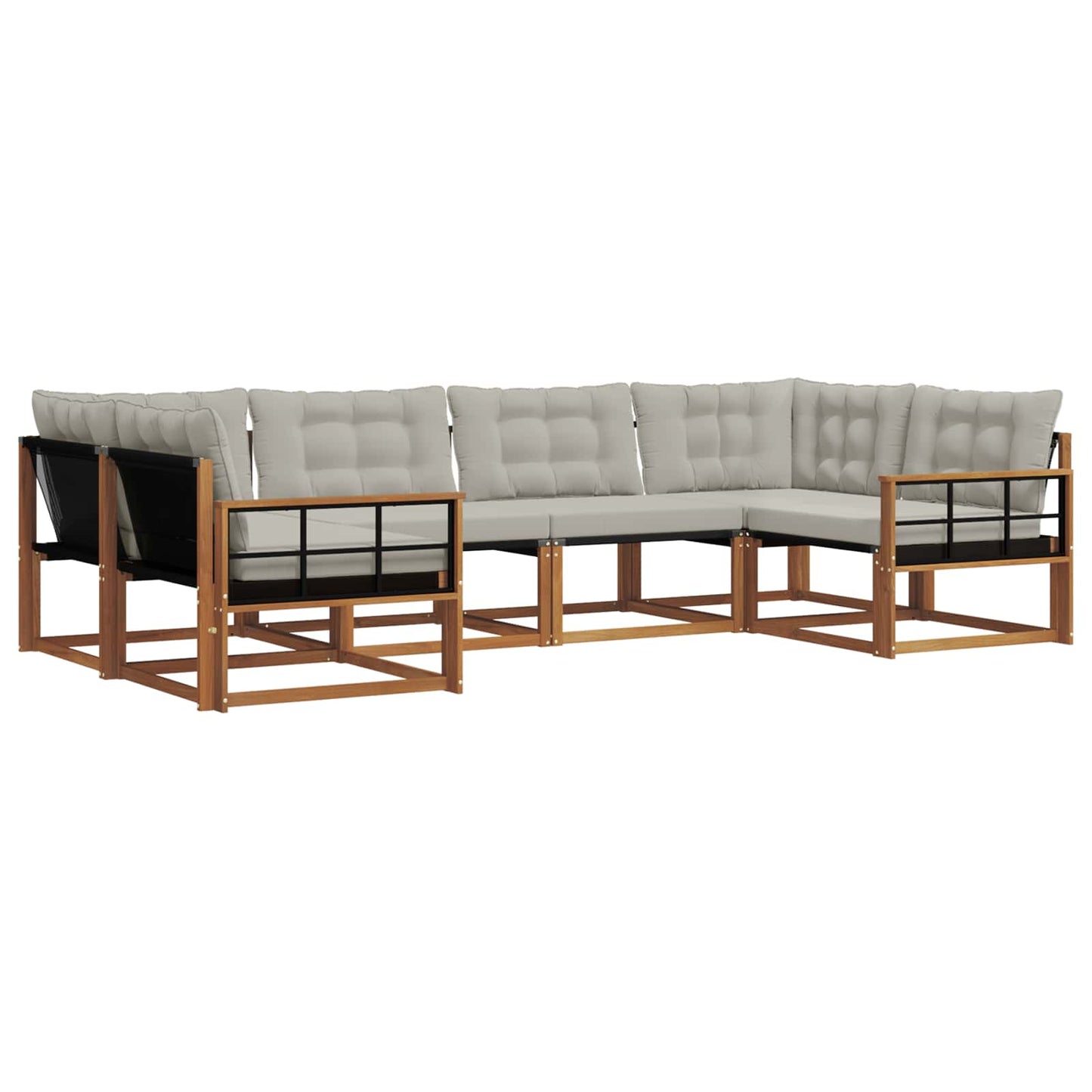Outdoor-Sofagarnitur mit Kissen 6 pcs Natürlich und Hellgrau