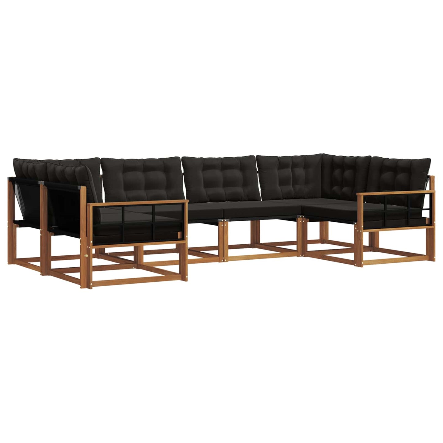 Outdoor-Sofagarnitur mit Kissen 6 pcs Natürlich und Schwarz