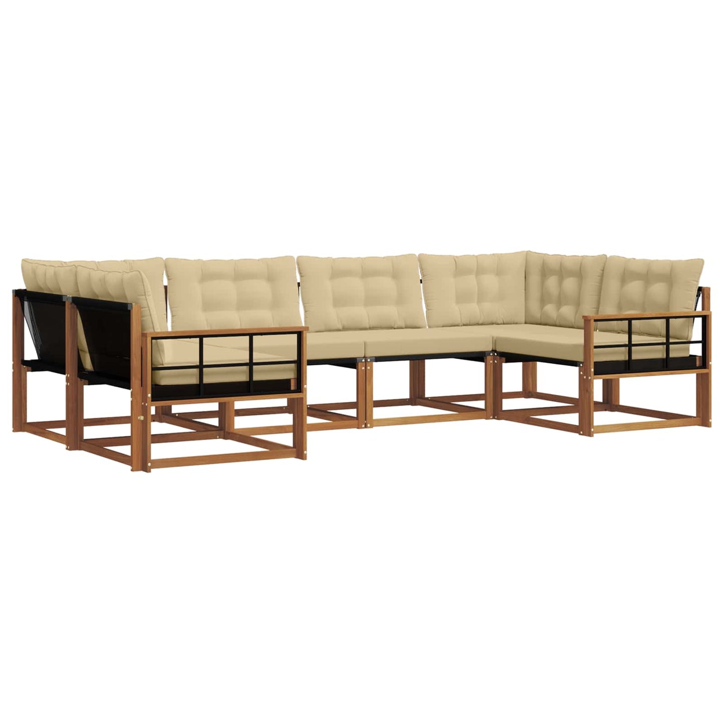Outdoor-Sofagarnitur 6 stk. Natur und Beige