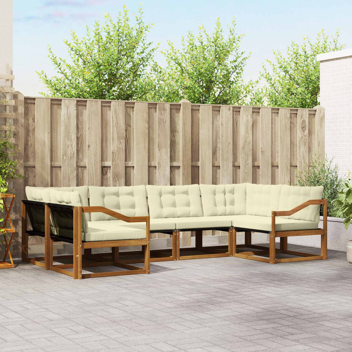 Outdoor-Sofagarnitur 6 stk. Natur und Creme