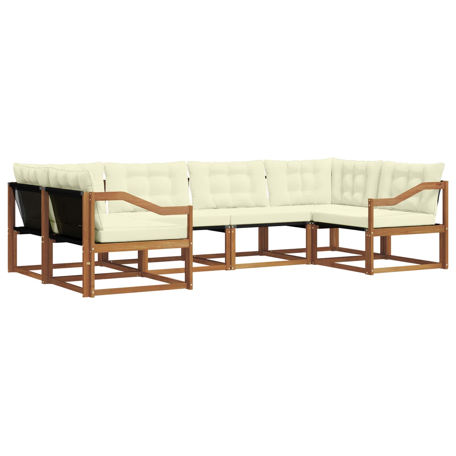 Outdoor-Sofagarnitur mit Kissen 6 pcs Natur und Creme