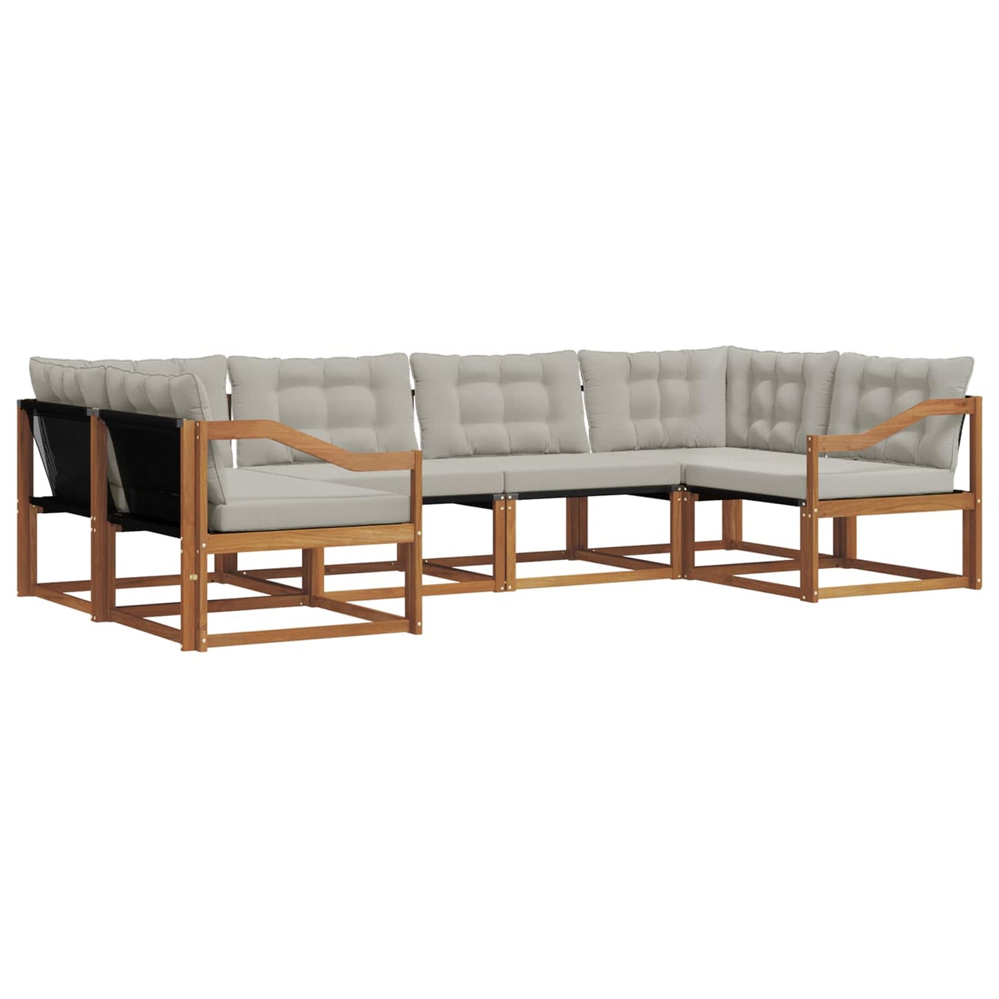 Outdoor-Sofagarnitur mit Kissen 6 pcs Natürlich und Hellgrau