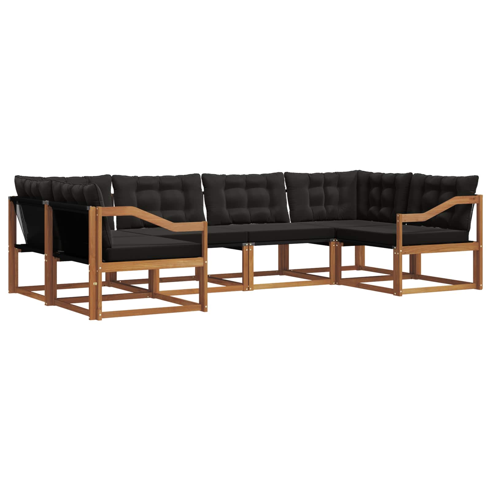 Outdoor-Sofagarnitur mit Kissen 6 pcs Natürlich und Schwarz
